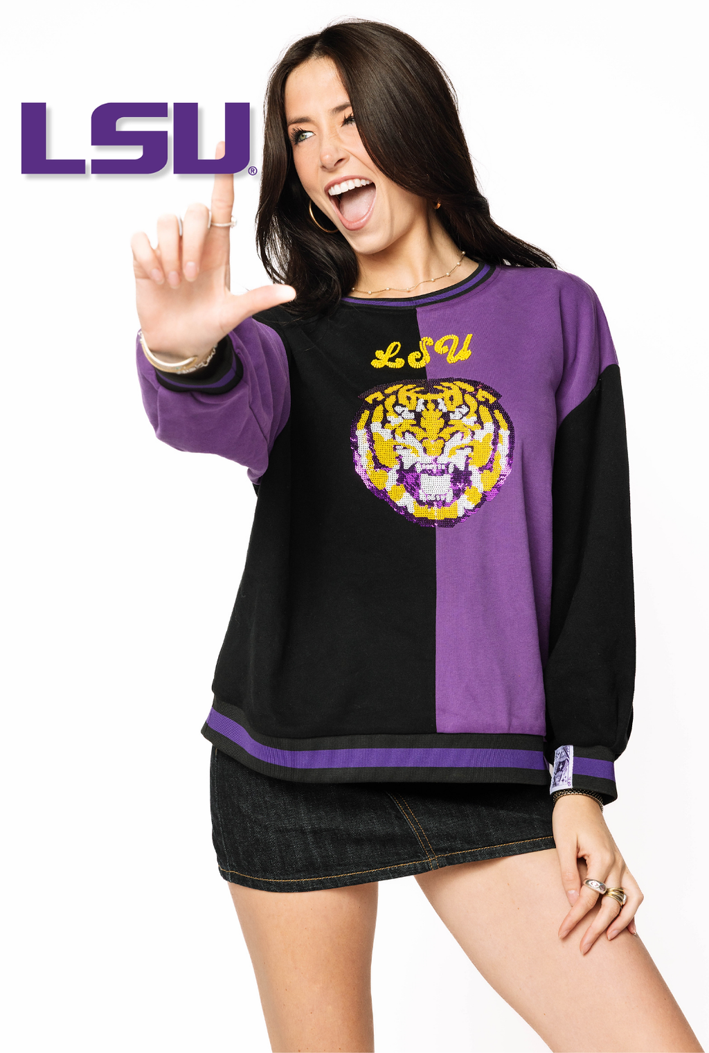 Licensed Sample - LSU Black Colorblock Sweatshirt