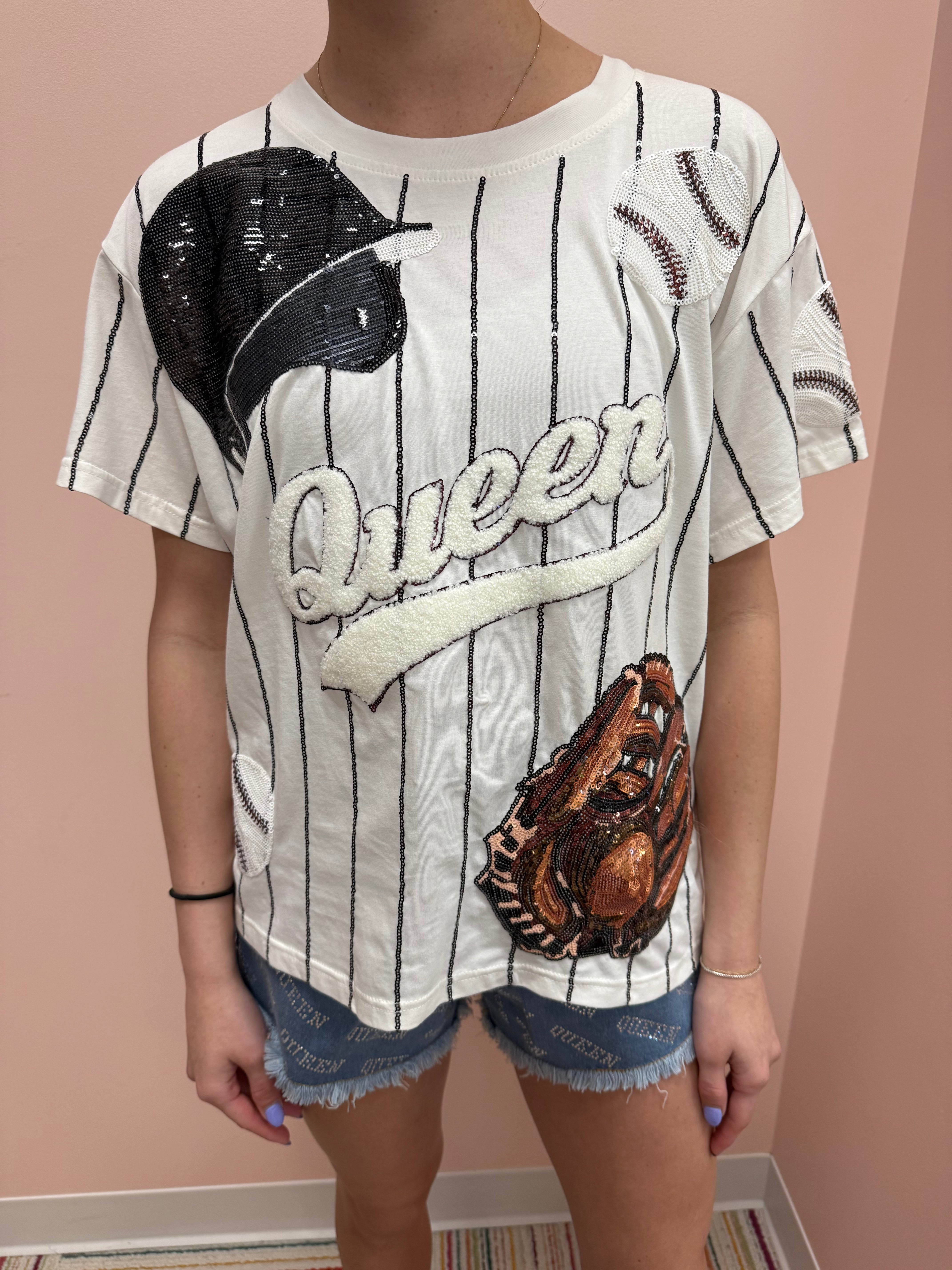 SAMPLE- Black Batter Up Queen Tee