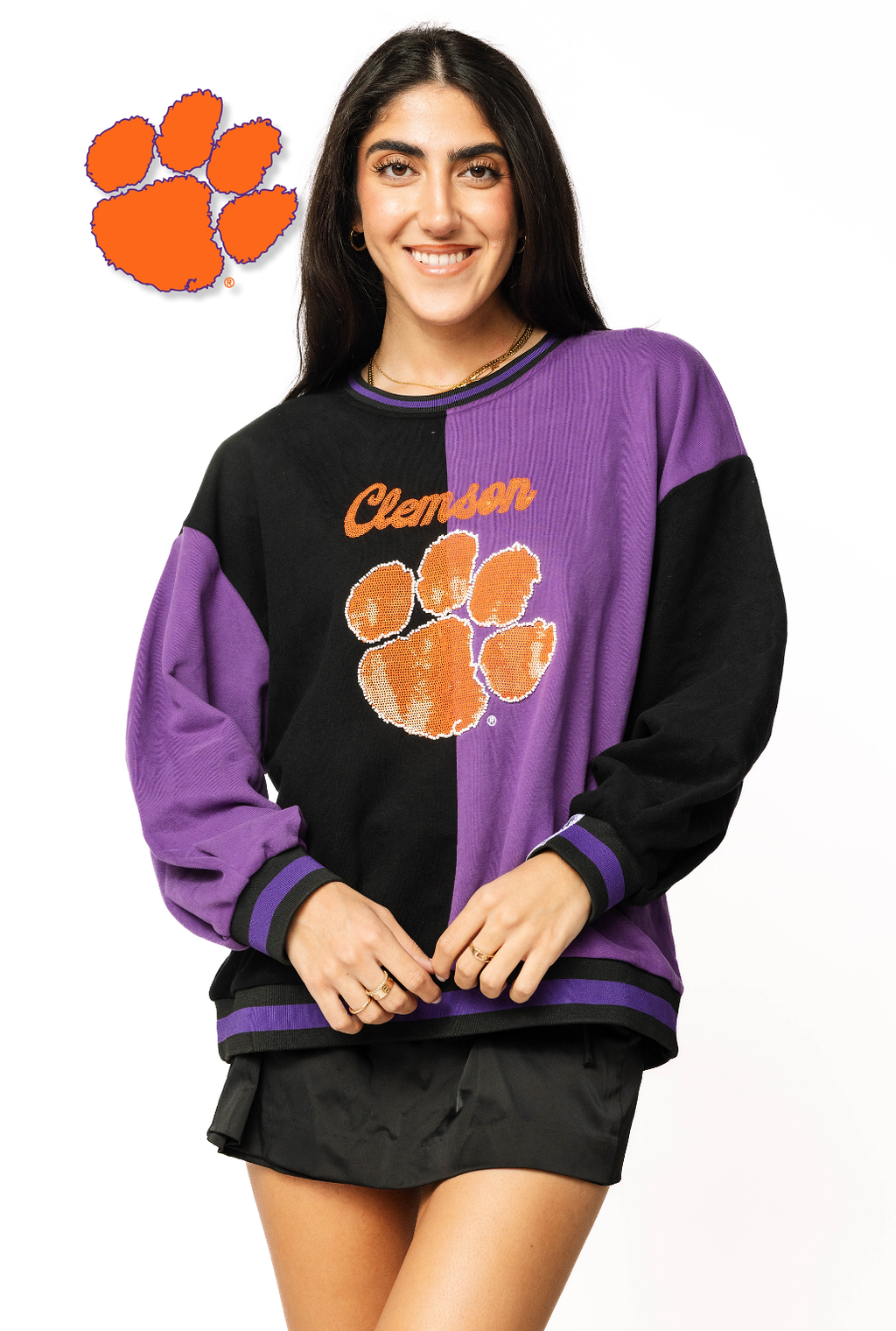 Licensed Sample - Clemson Black Colorblock Sweatshirt