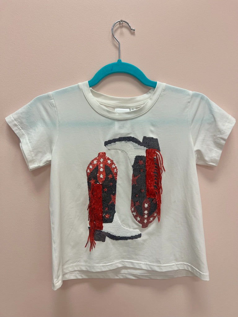 SAMPLE- Kids Black & Red Fringe Boot Tee