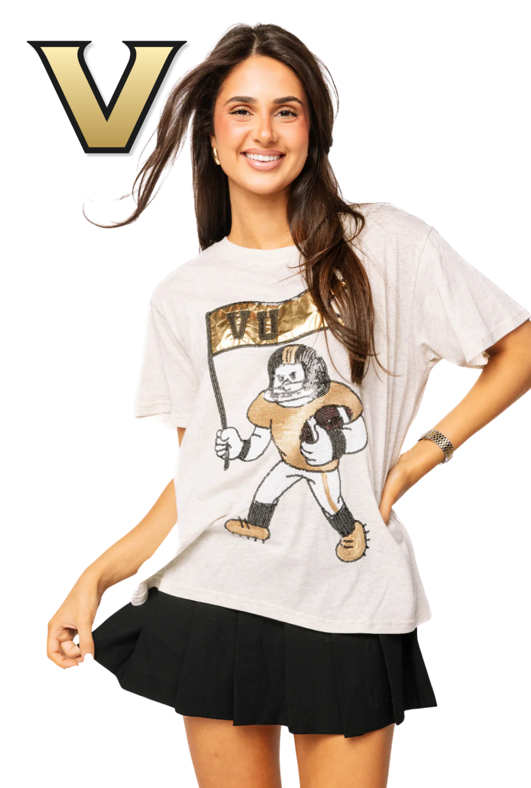 Licensed Sample - Vanderbilt Football Player With Flag Tee