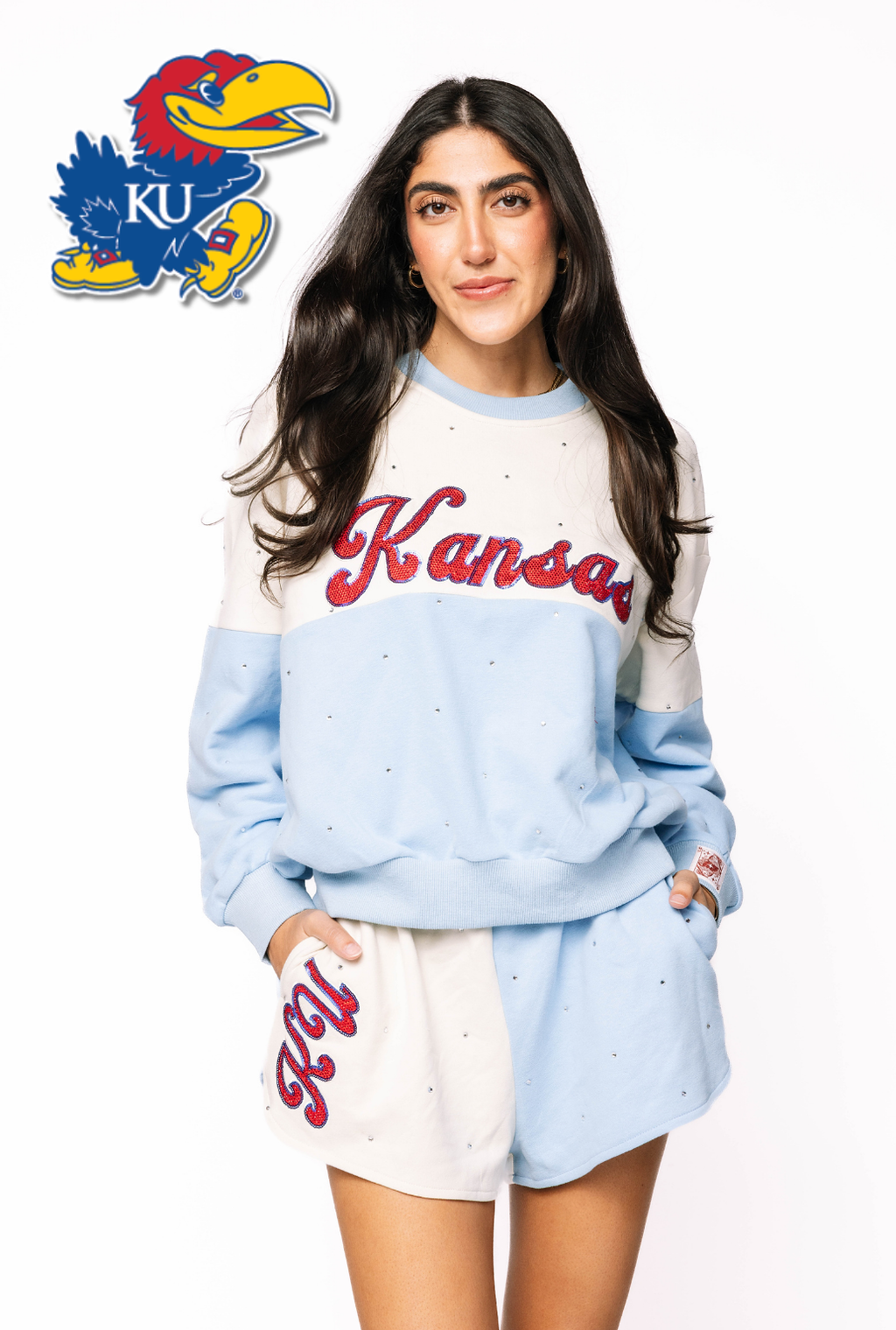 Licensed Sample - Kansas Pastel Two Tone Sweatshirt and Shorts SET