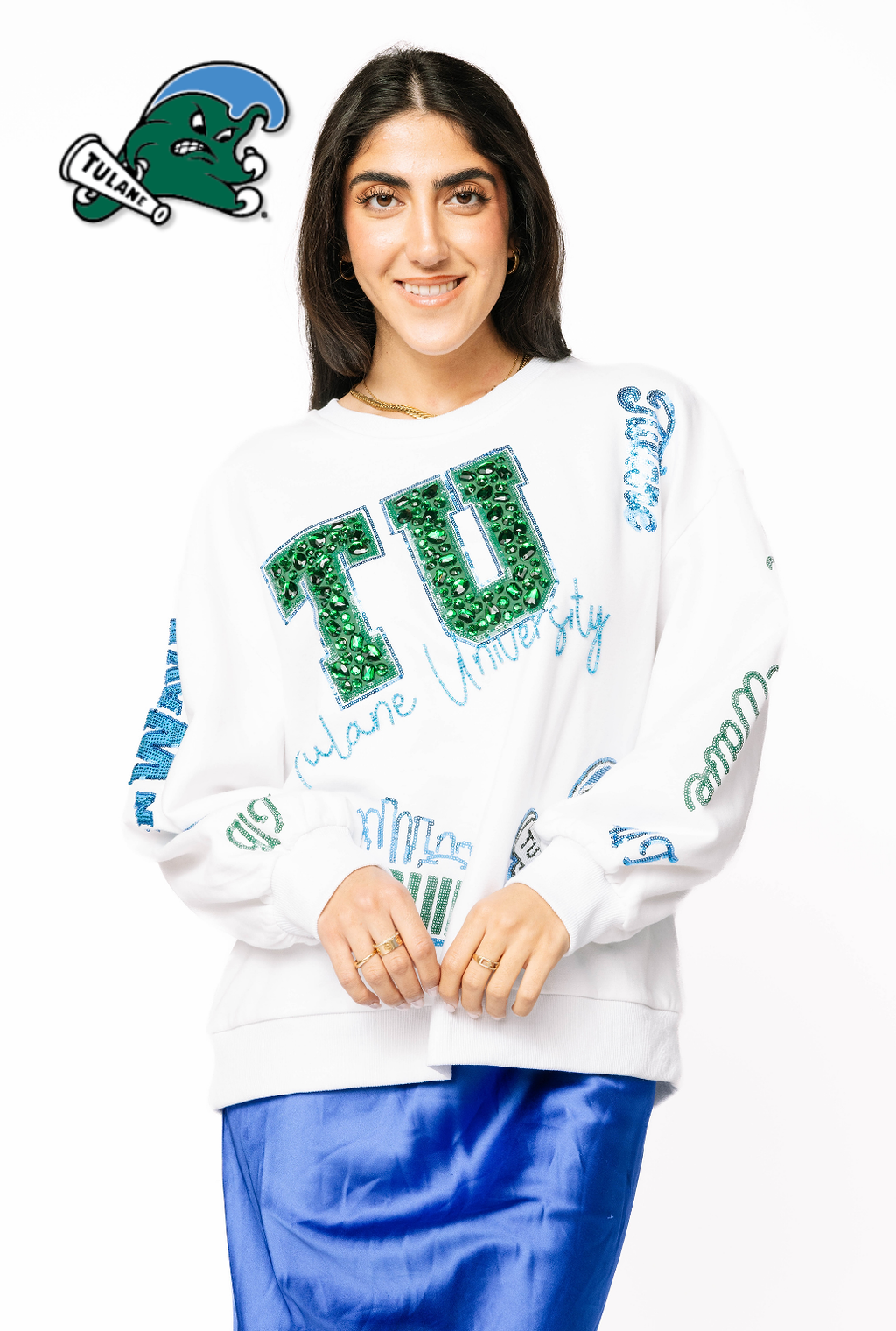 Licensed Sample - Tulane Big Icons Scattered All Over Sweatshirt