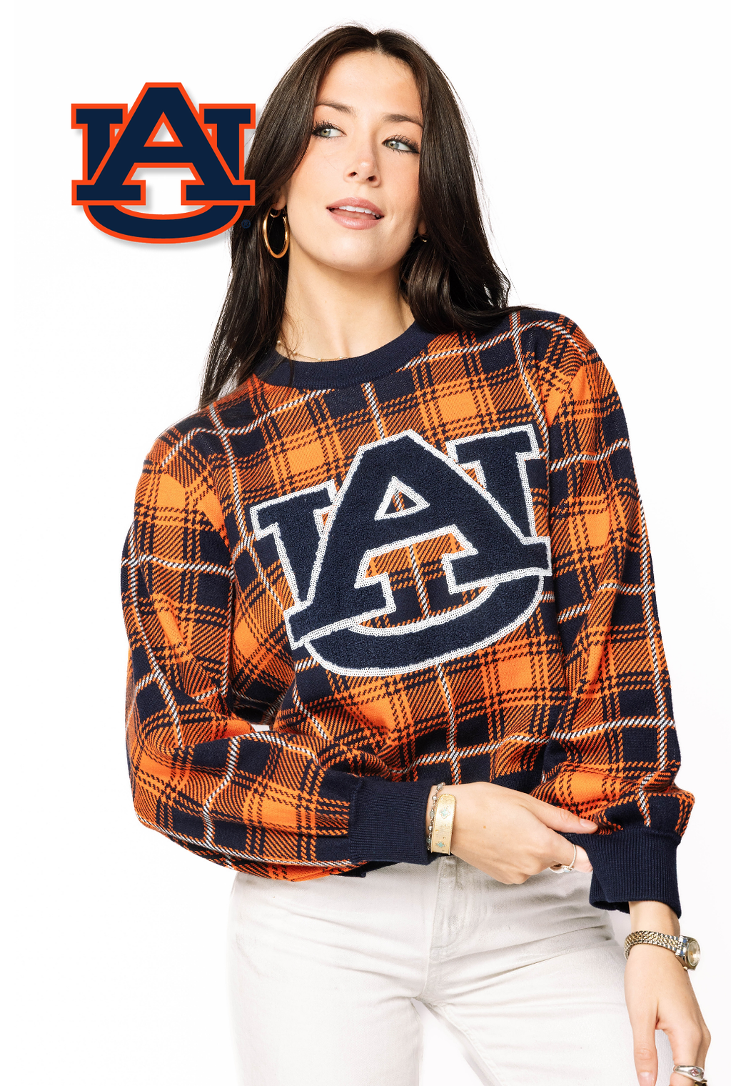 Licensed Sample - Auburn Plaid Mascot Sweater