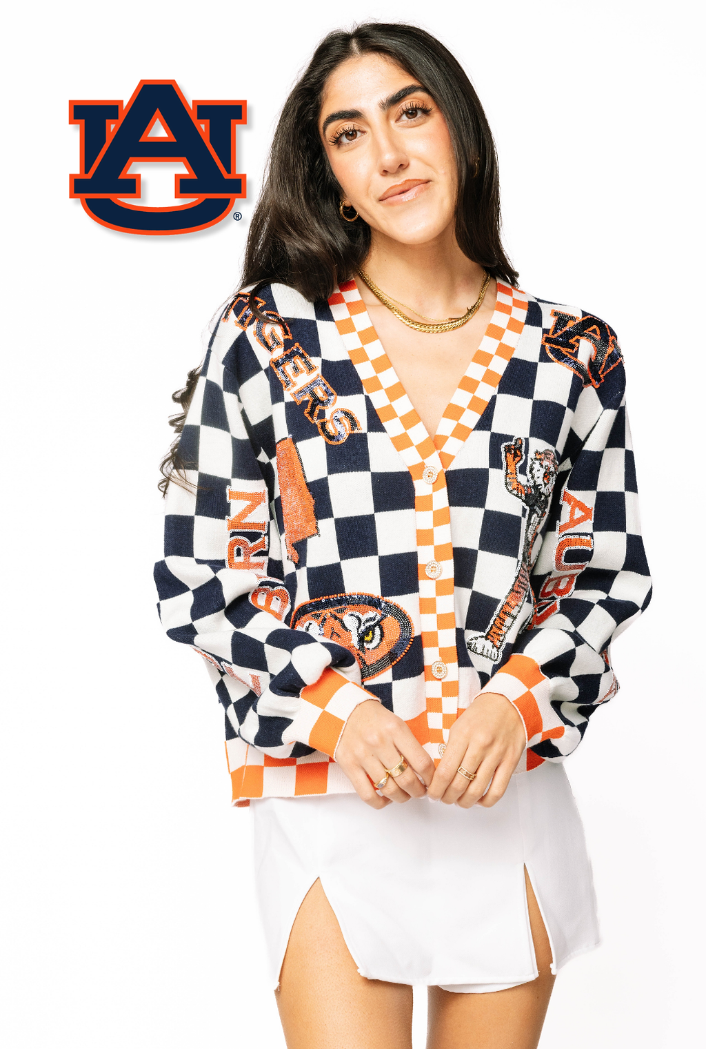 Licensed Sample - Auburn Checkered Team Icons Cardigan