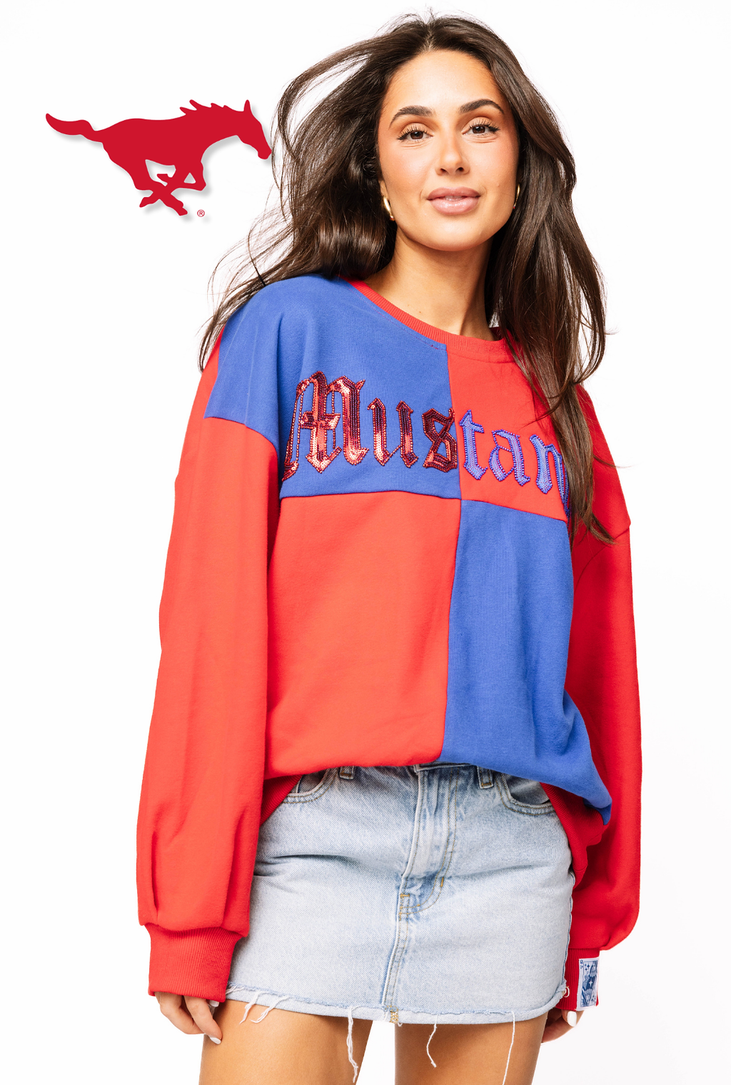 Licensed Sample - SMU Medieval Font Checker Sweatshirt
