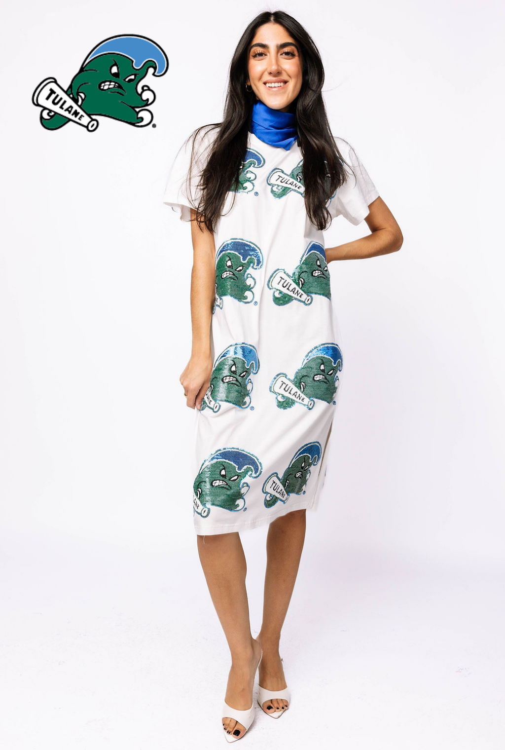 Licensed Sample - Tulane Mascot Midi Tee Dress