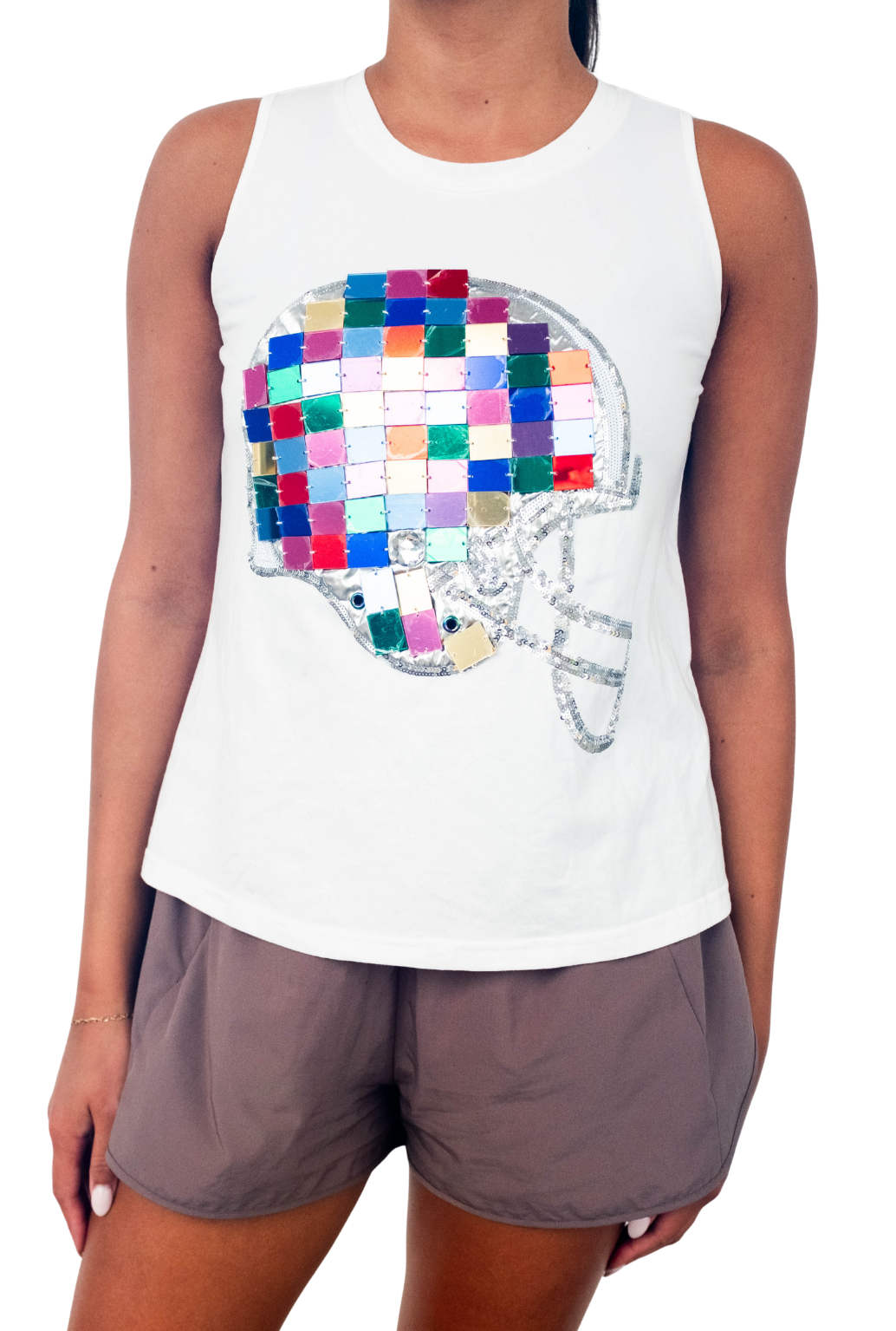 SAMPLE - White Rainbow Mirror Helmet Tank
