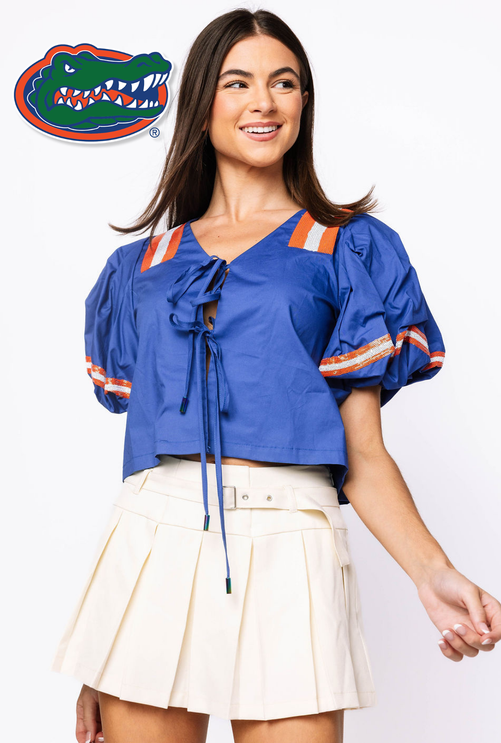Licensed Sample - Florida Gators Cotton Tie Front Jersey Top