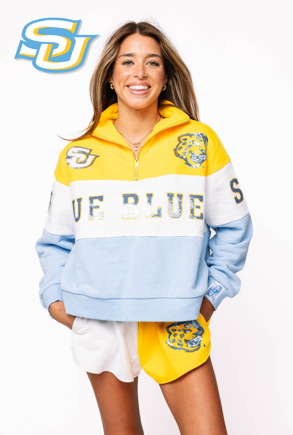 Licensed Sample - Southern Quarter Zip Colorblock Sweatshirt/Short SET