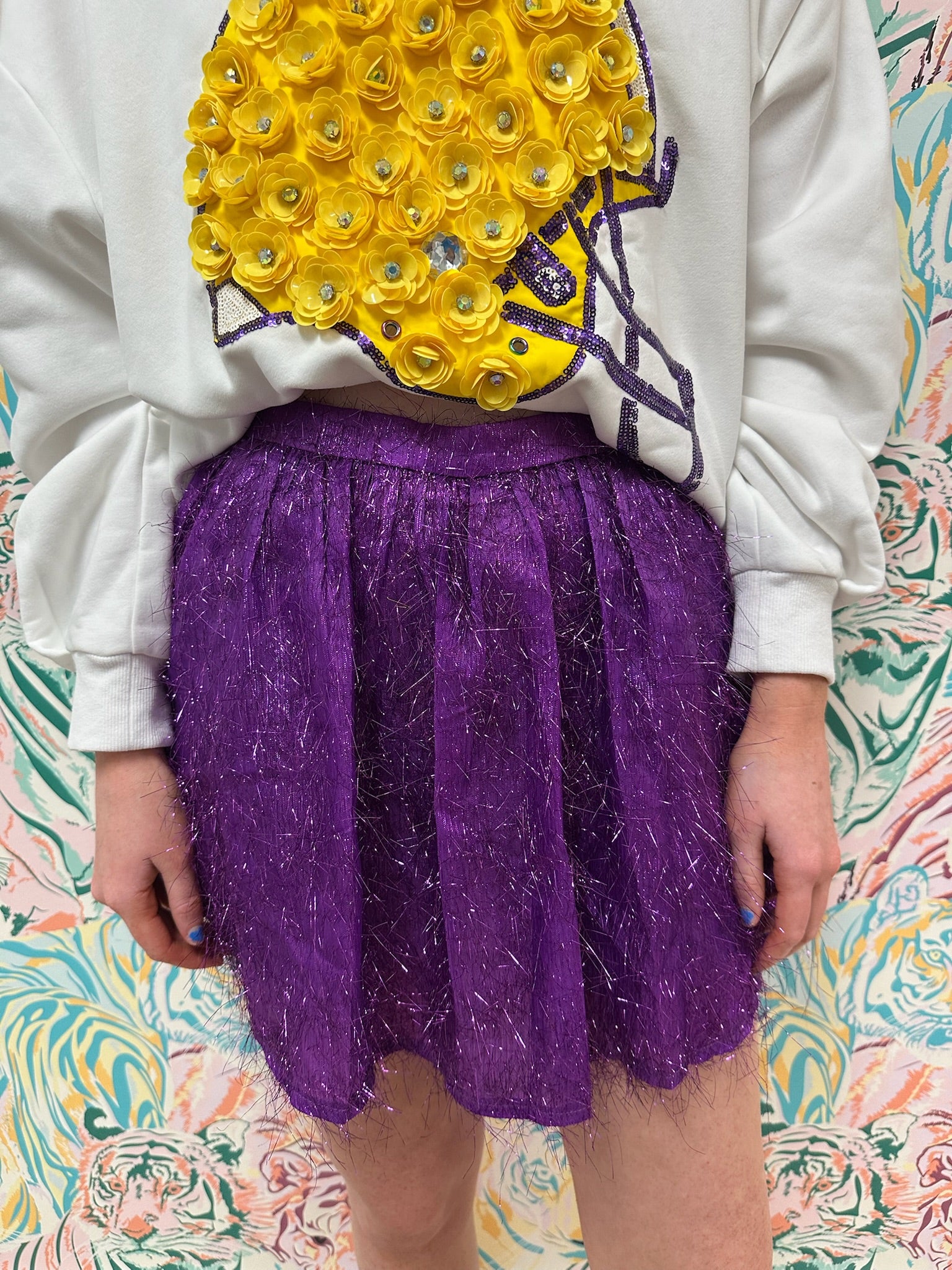 SAMPLE-  Purple Tinsel Skort