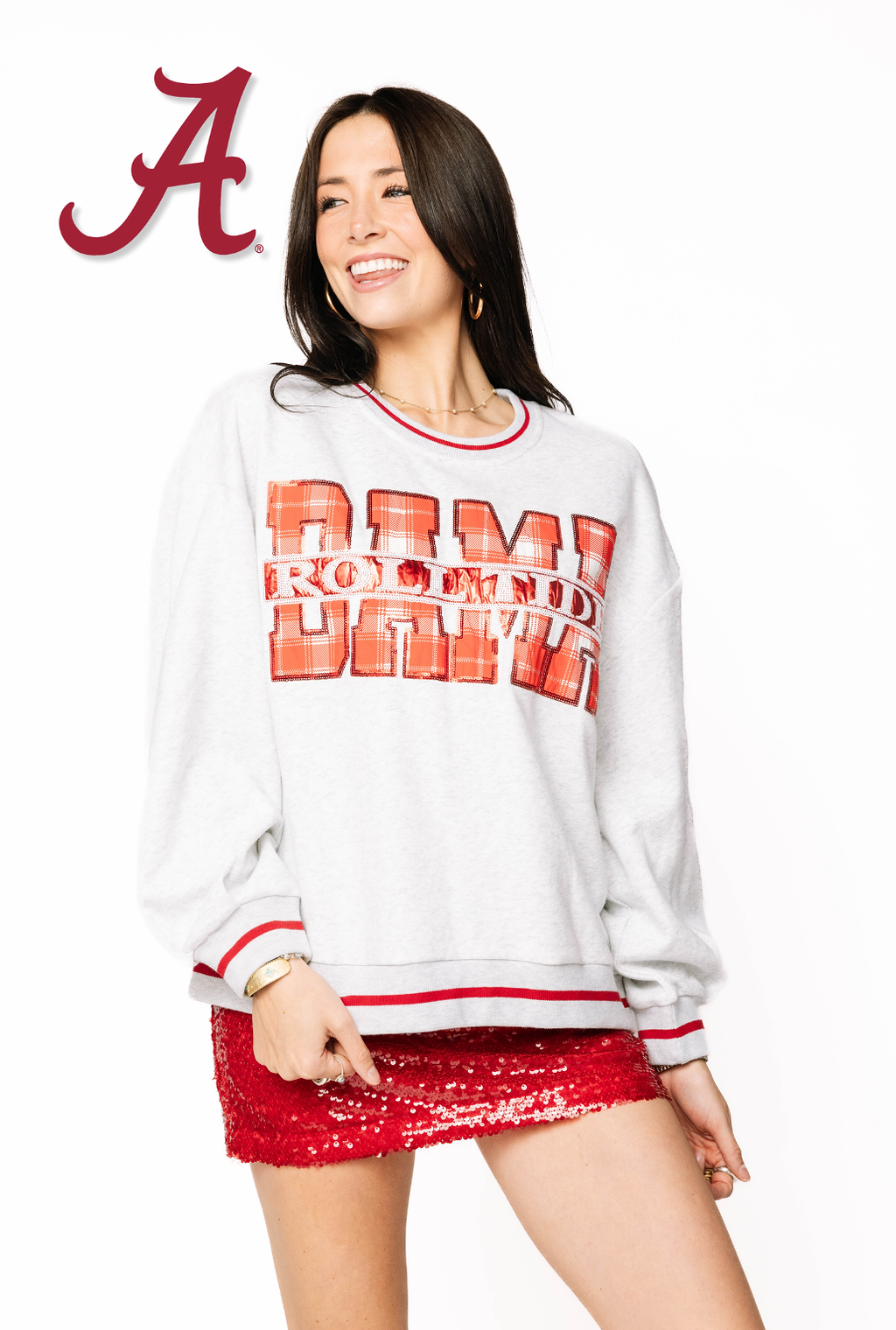 Licensed Sample - Alabama Plaid Letter Sweatshirt