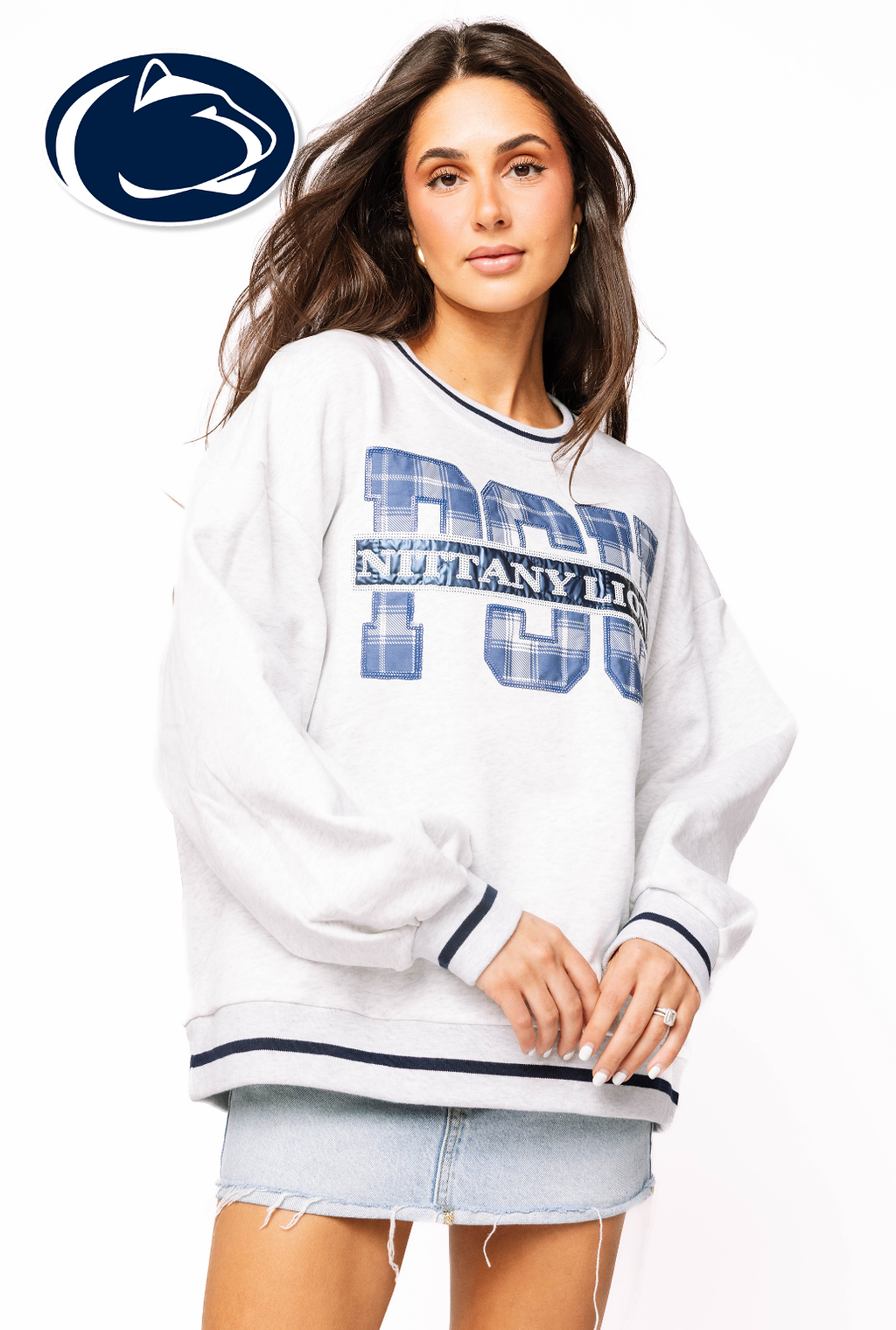 Licensed Sample - Penn State Plaid Letter Sweatshirt