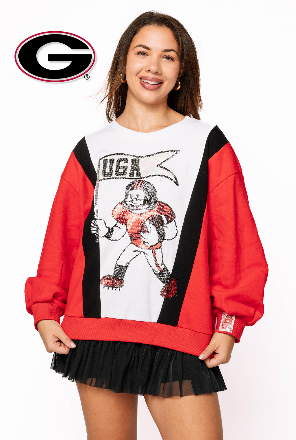 Licensed Sample - Georgia Football Player With Flag Sweatshirt
