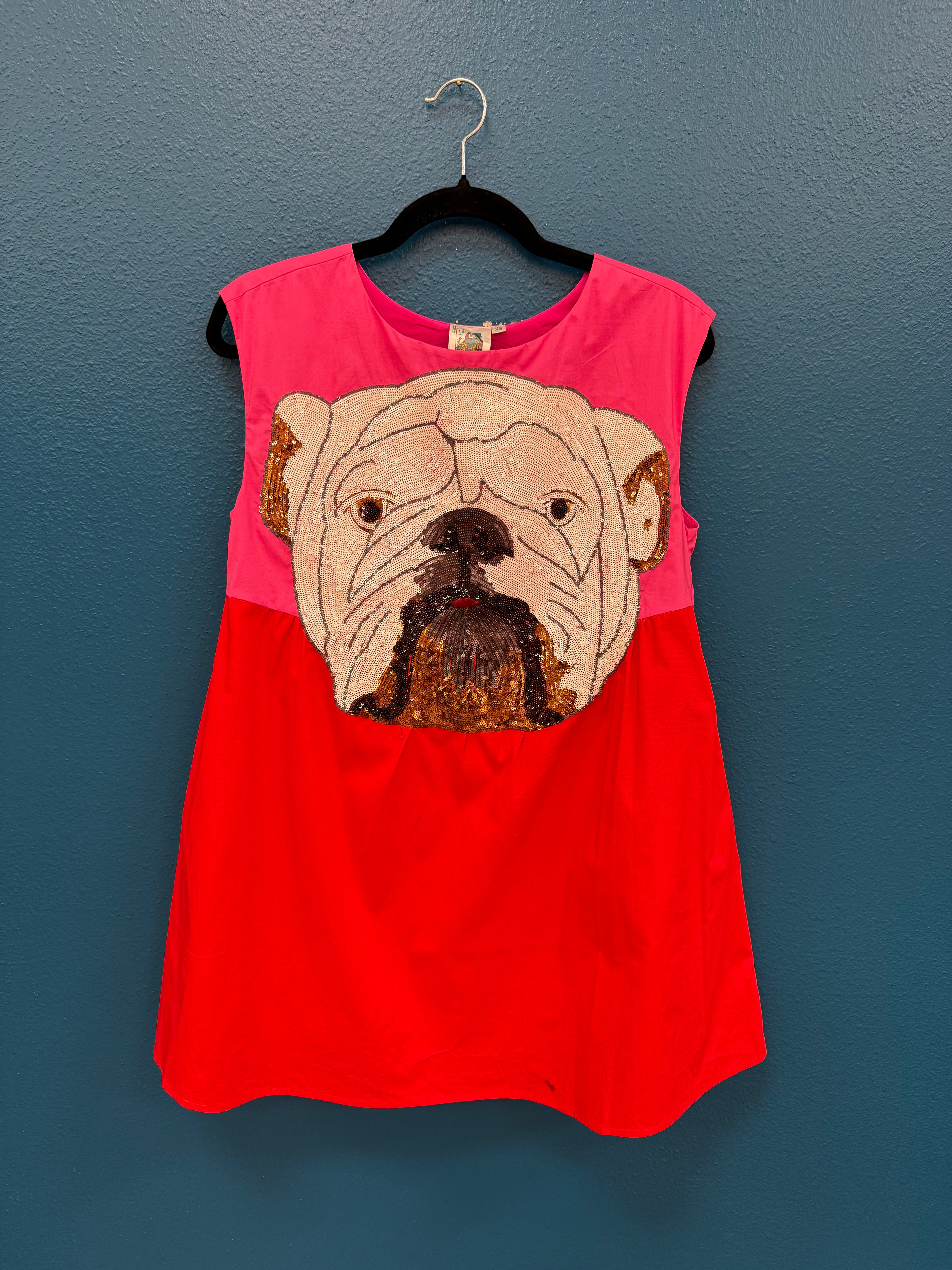 SAMPLE- Pink & Red Bulldog Tank Dress