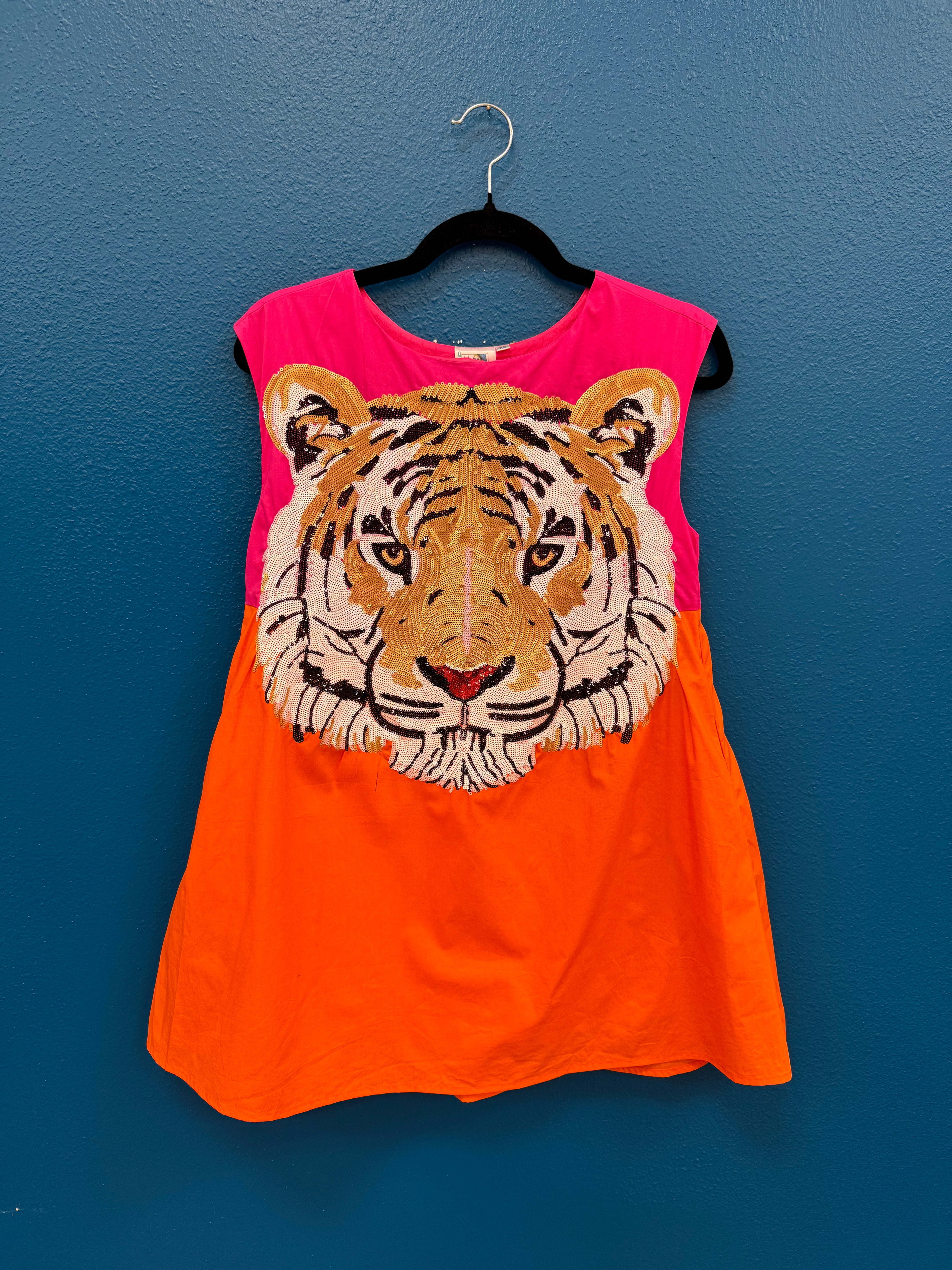 SAMPLE- Pink & Orange Tiger Tank Dress