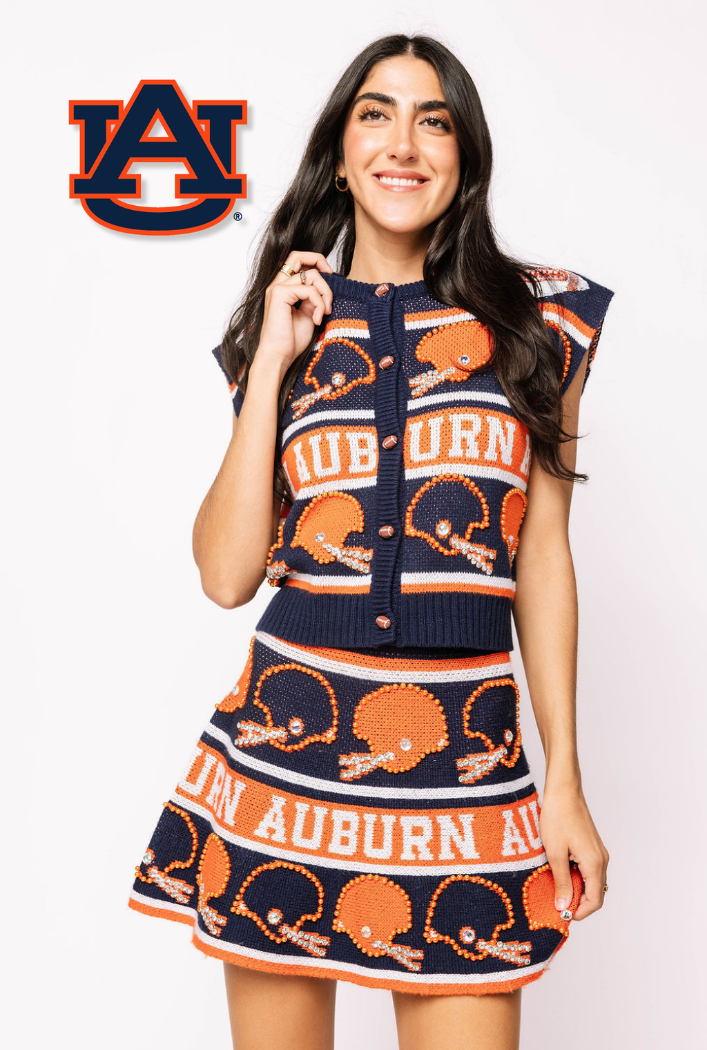 Licensed Sample - Auburn Vintage Football Helmet Stripe Vest and Skirt Set