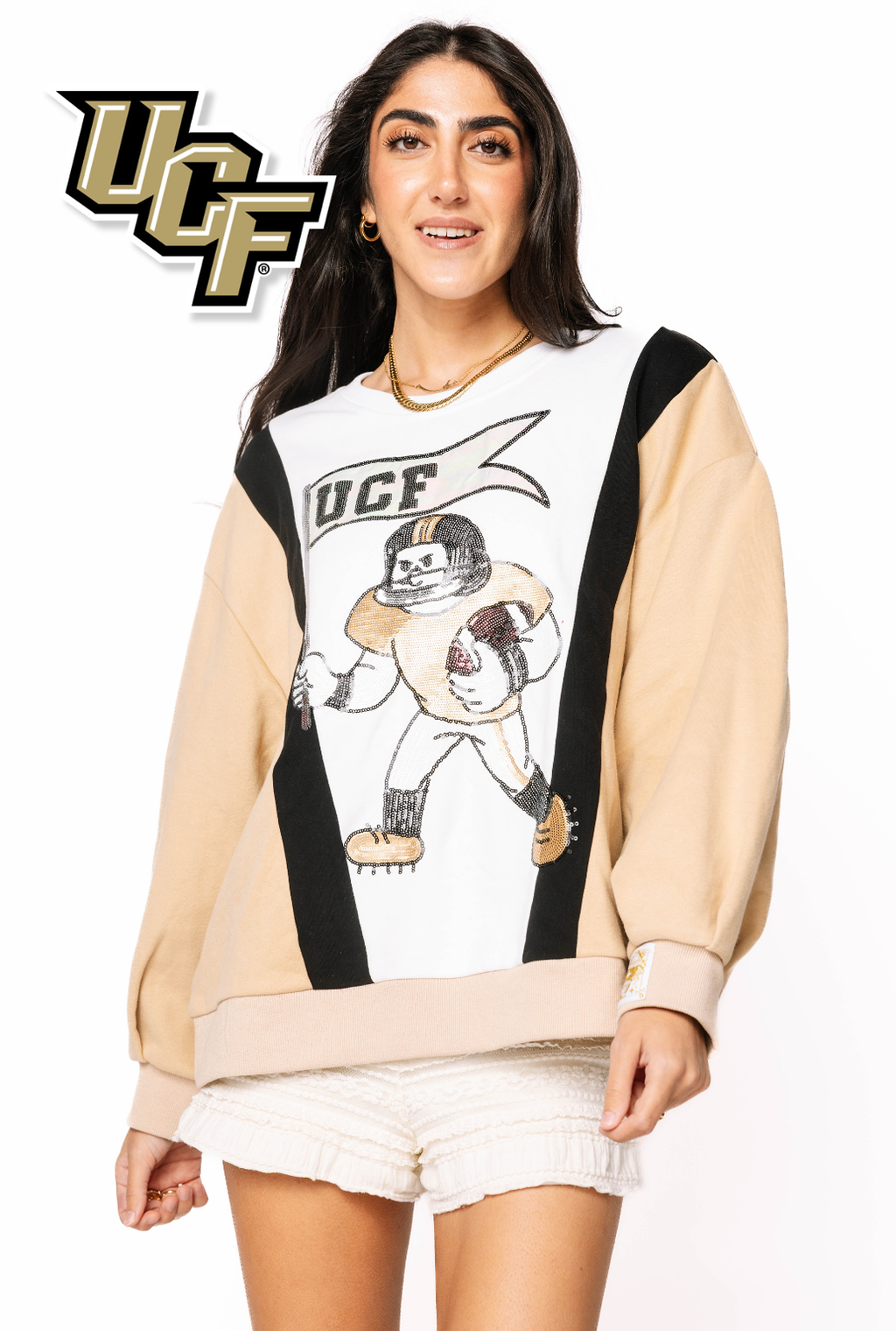Licensed Sample - UCF Football Player With Flag Sweatshirt