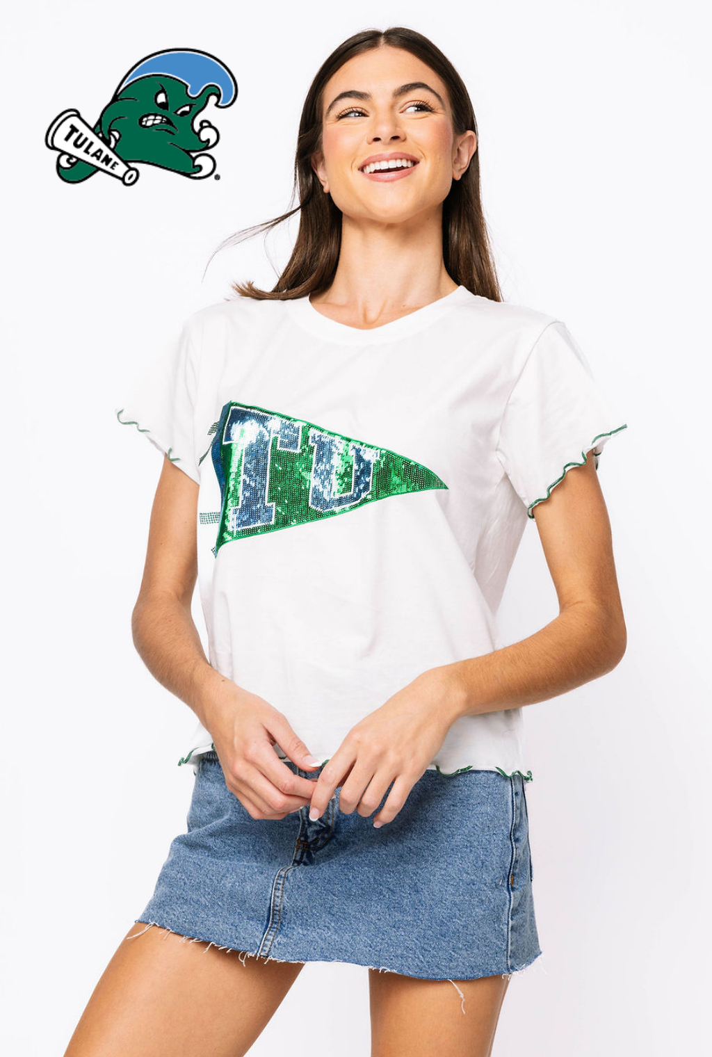 Licensed Sample - Tulane Pennant Frill Tee