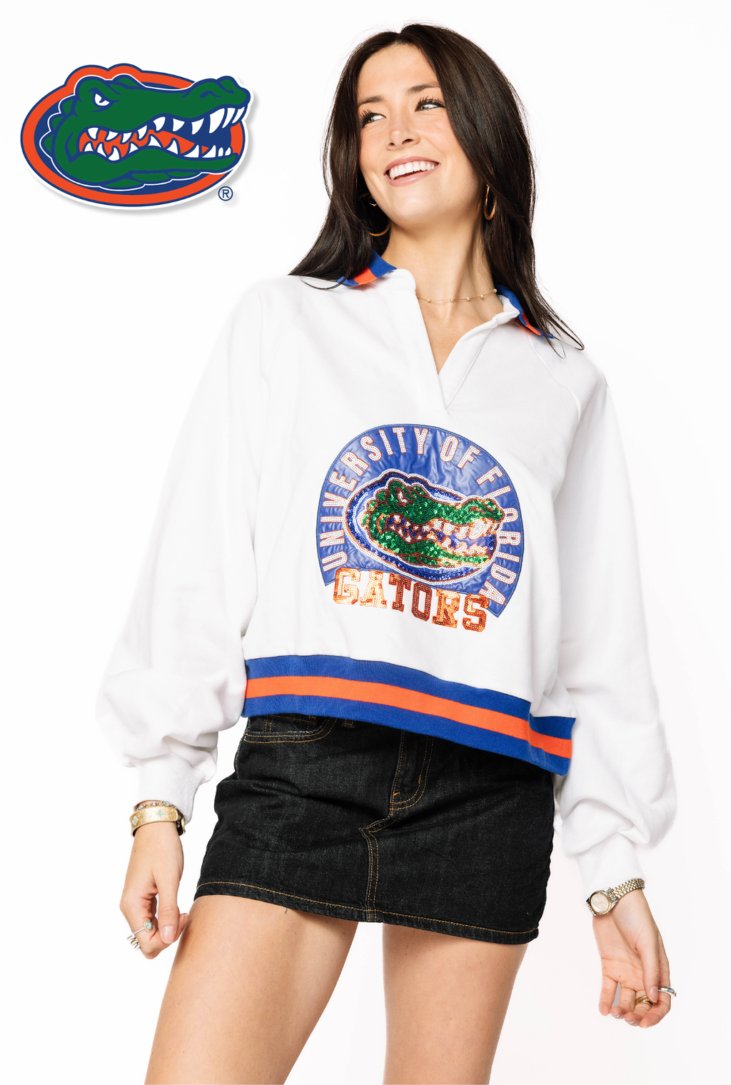 Licensed Sample - Florida Striped Collar Circular Mascot Sweatshirt