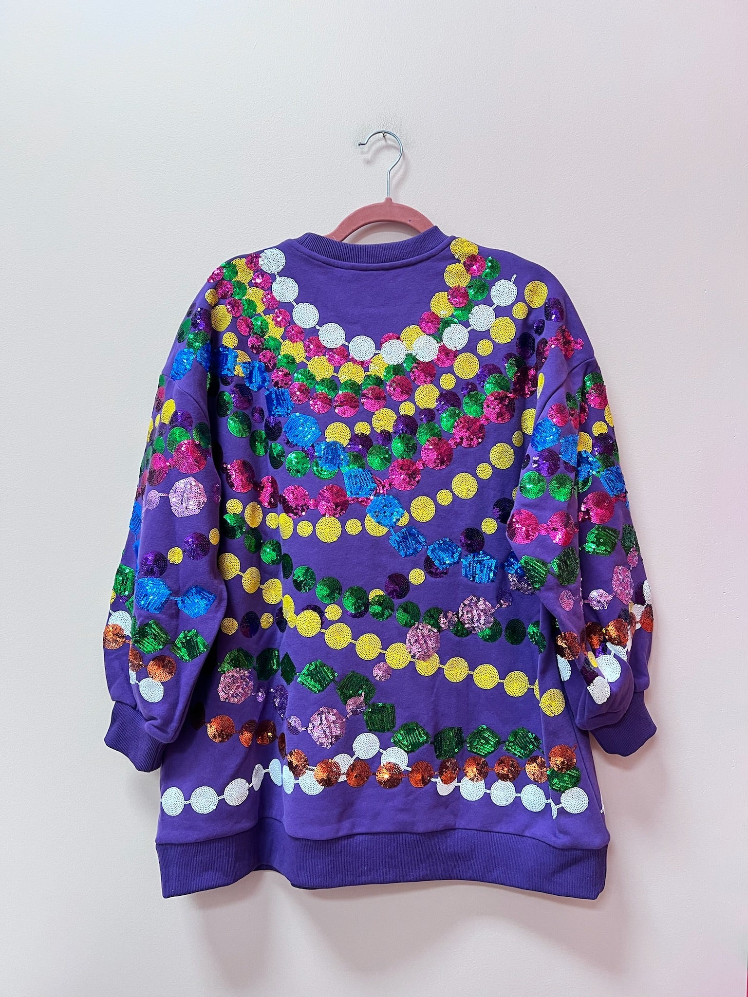 SAMPLE- PURPLE MEGA BEAD SWEATSHIRT DRESS