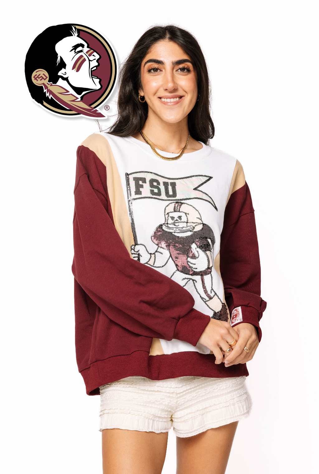 Licensed Sample - FSU Football Player With Flag Sweatshirt