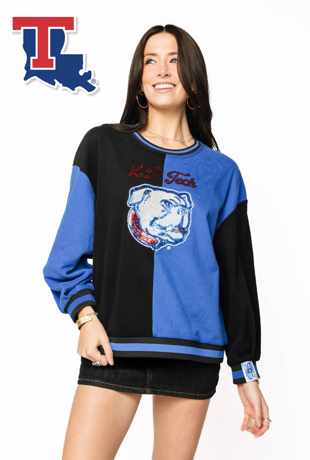 Licensed Sample - La Tech Black Colorblock Sweatshirt