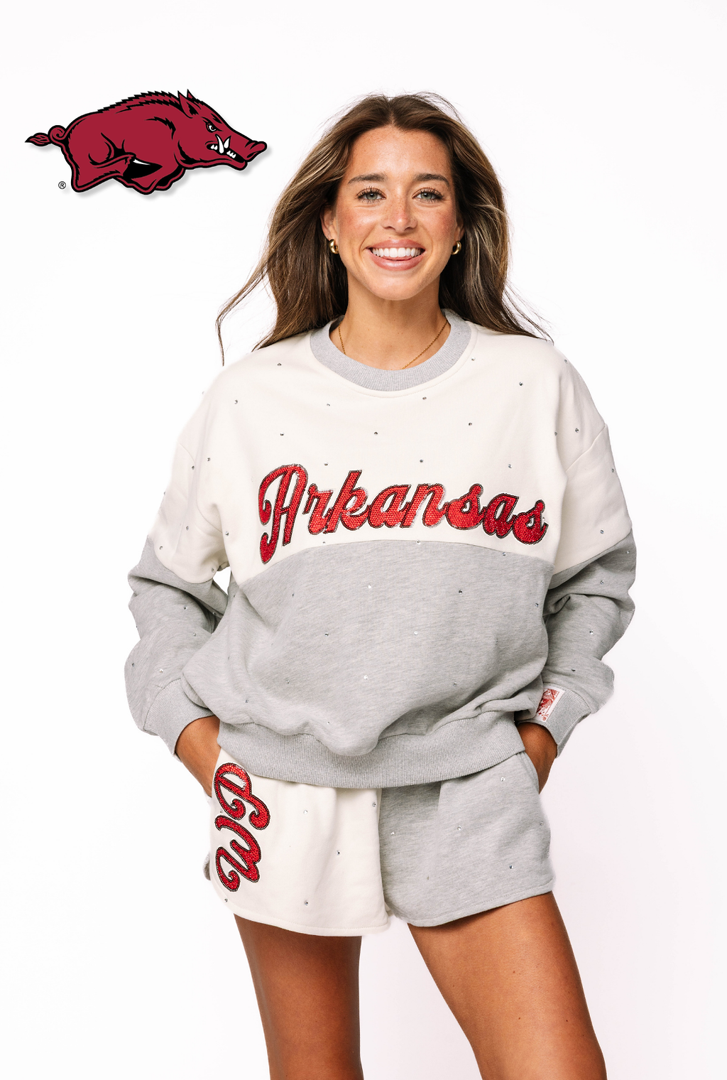 Licensed Sample - Arkansas Pastel Two Tone Sweatshirt and Shorts SET