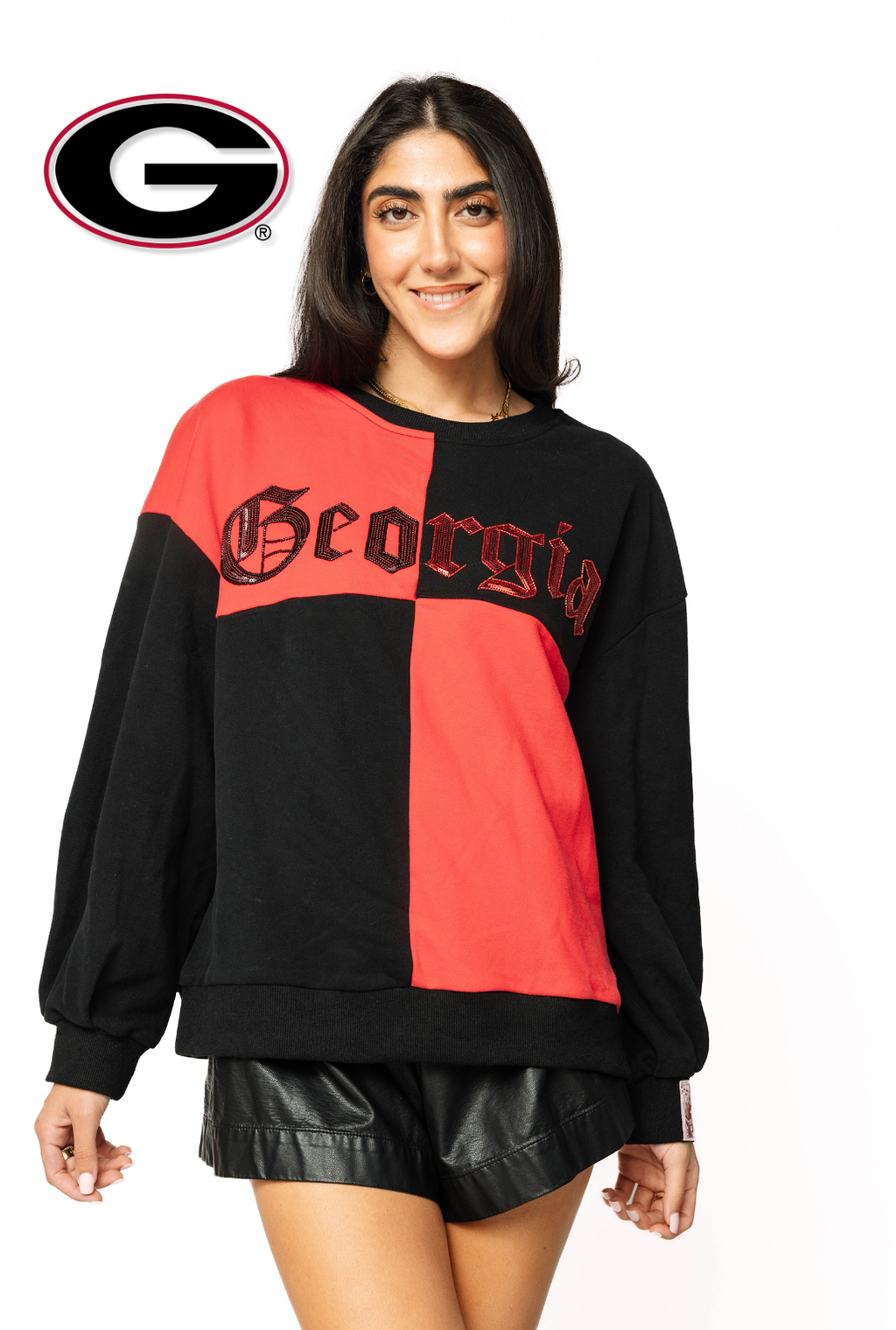 Licensed Sample - UGA Medieval Font Checker Sweatshirt