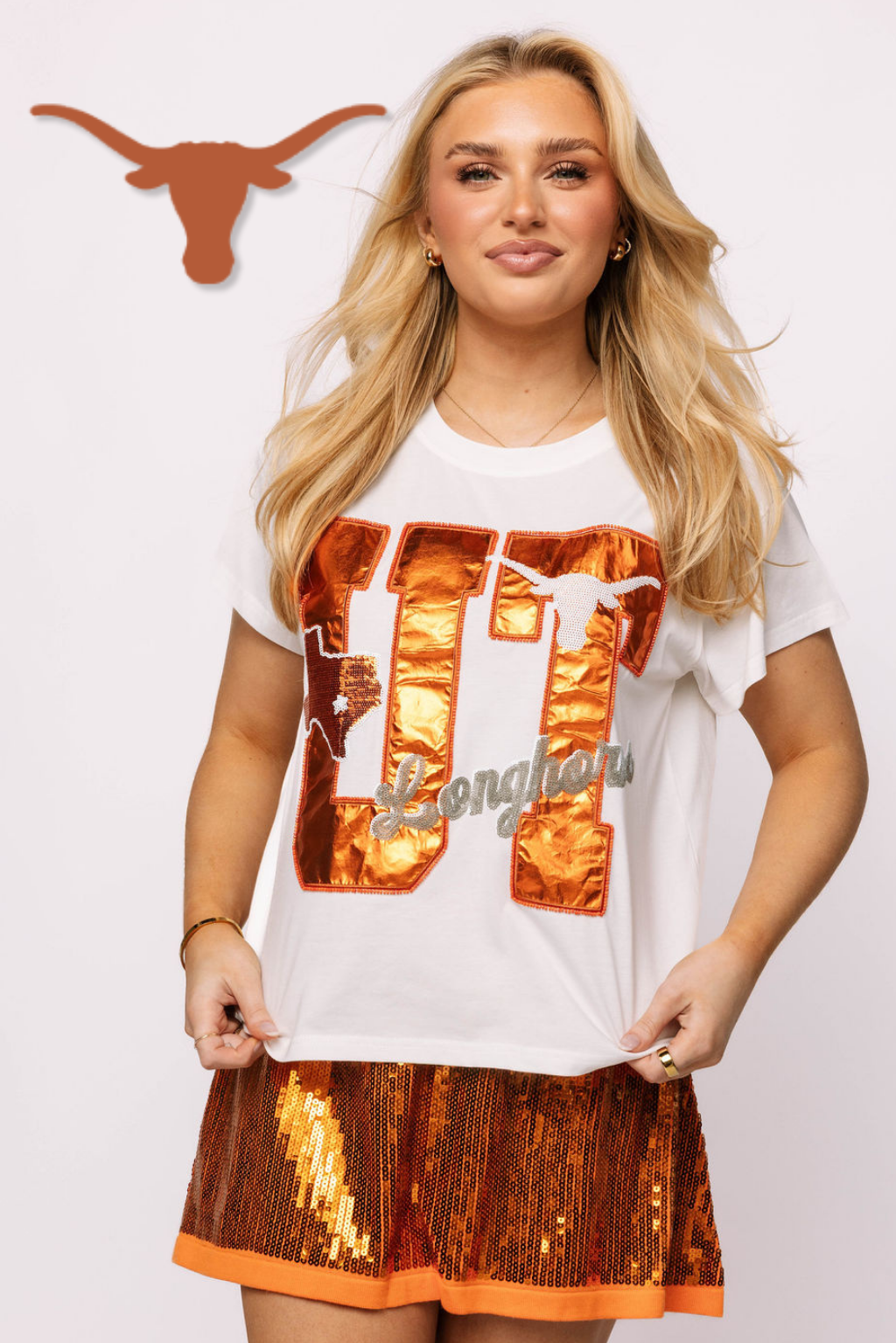 Licensed Texas Metallic Word with Icons Tee