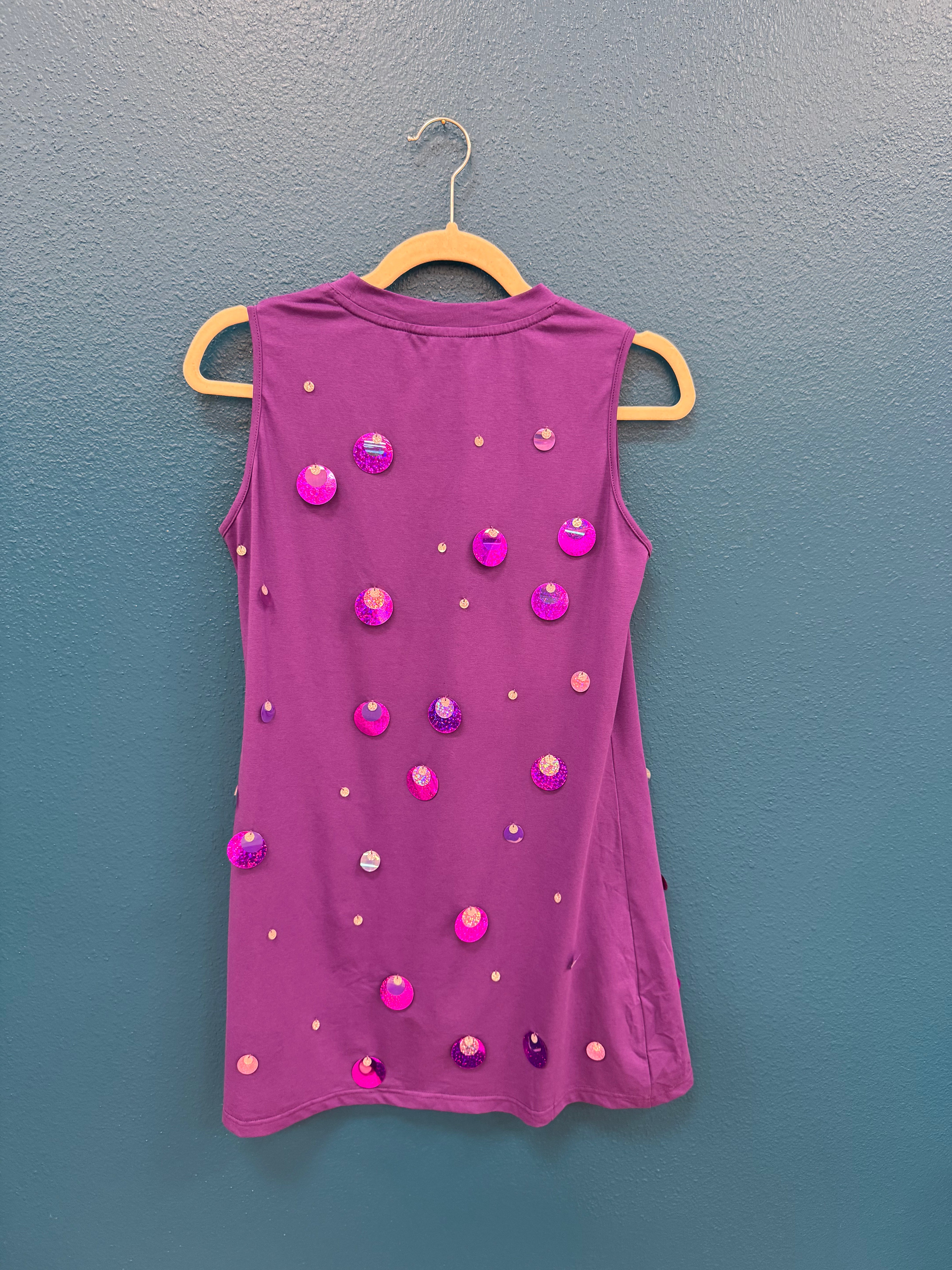 SAMPLE- Purple & Silver Pailette Tank Dress