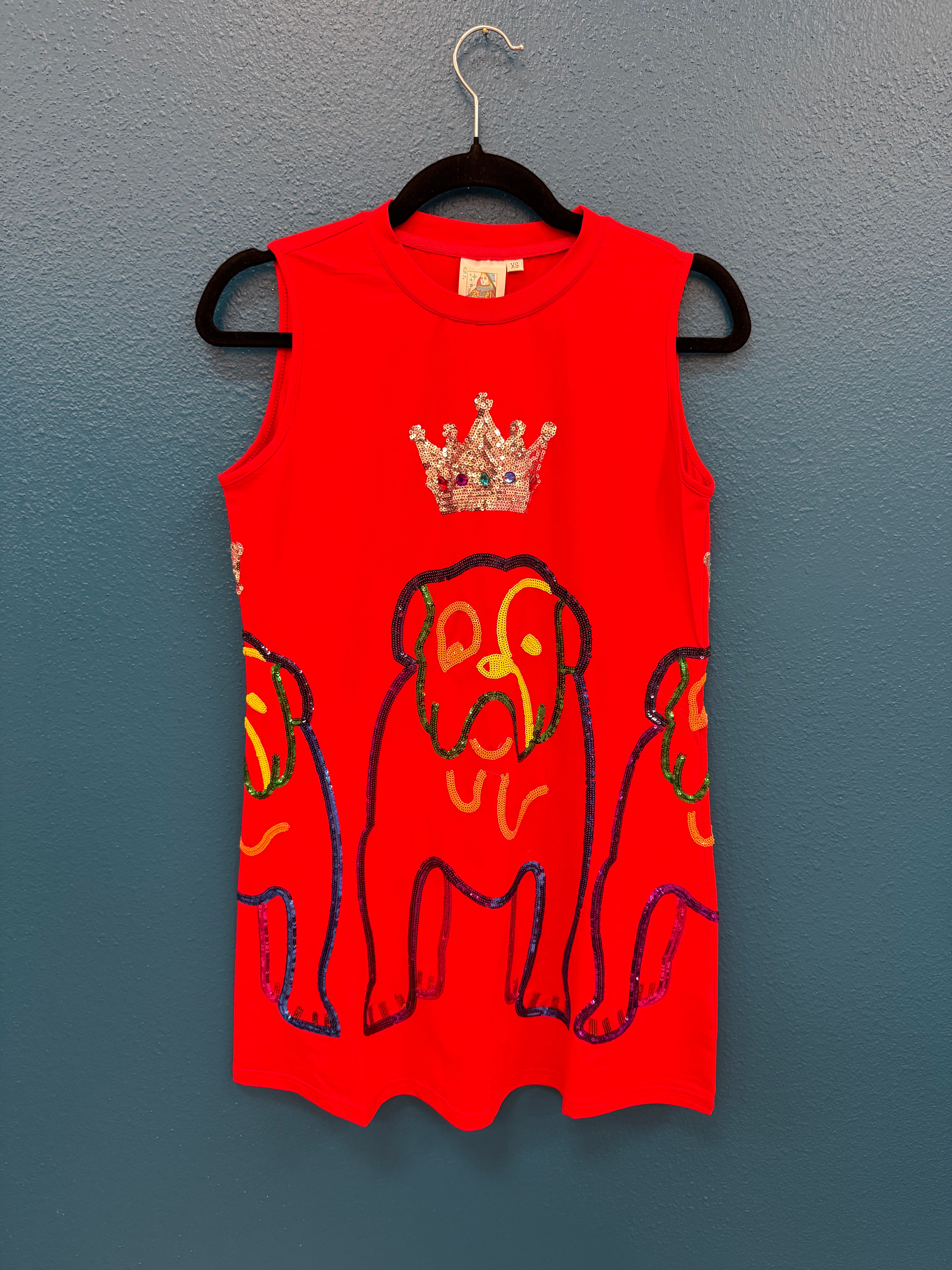 SAMPLE- Red Rainbow Outline Bulldog Tank Dress