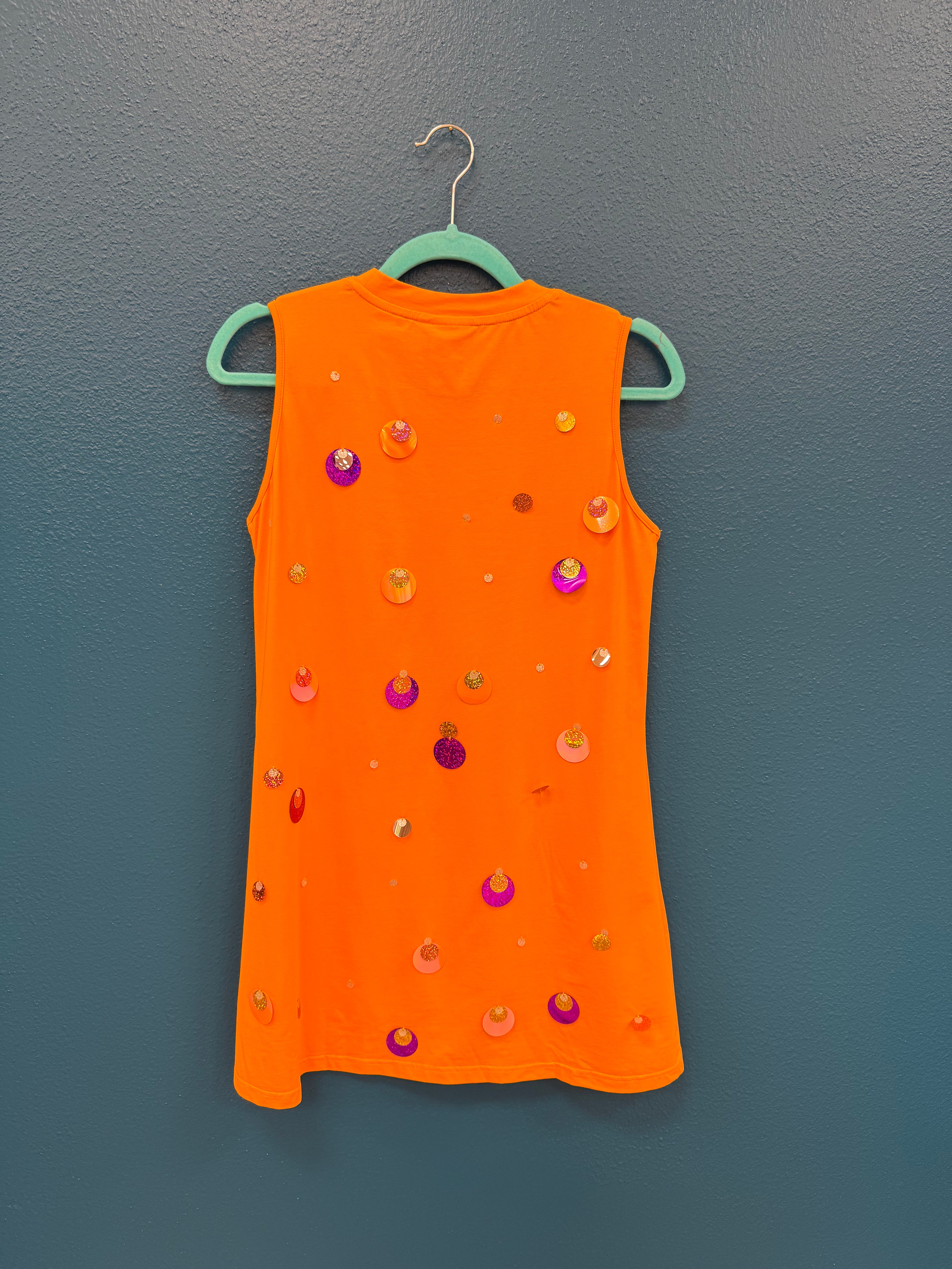 SAMPLE- Orange & Purple Pailette Tank Dress