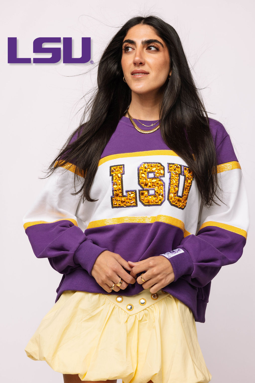 Licensed 'LSU' Colorblock Jewel Letter Sweatshirt