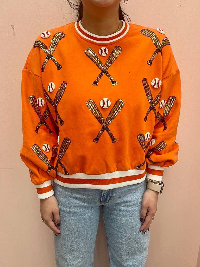 SAMPLE- Orange Scattered Baseball Bat Sweatshirt