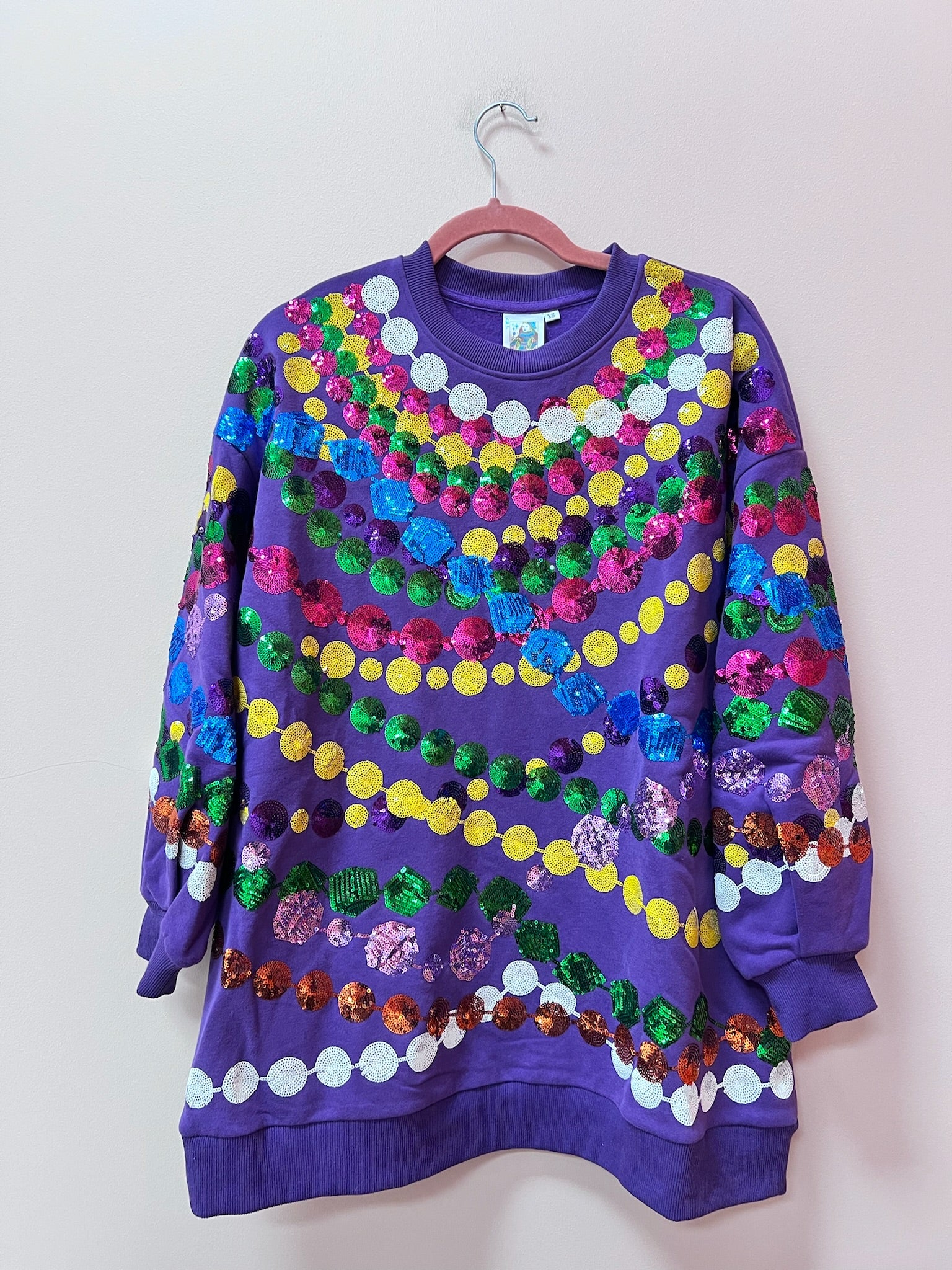 SAMPLE- PURPLE MEGA BEAD SWEATSHIRT DRESS