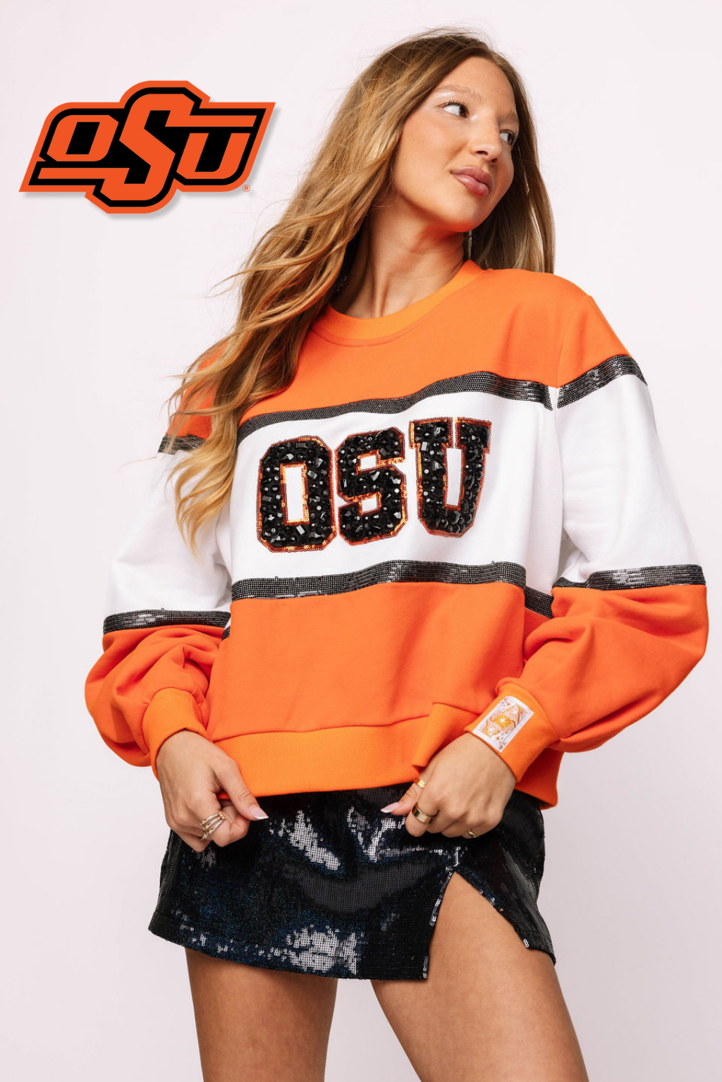 Licensed 'OSU' Colorblock Jewel Letter Sweatshirt