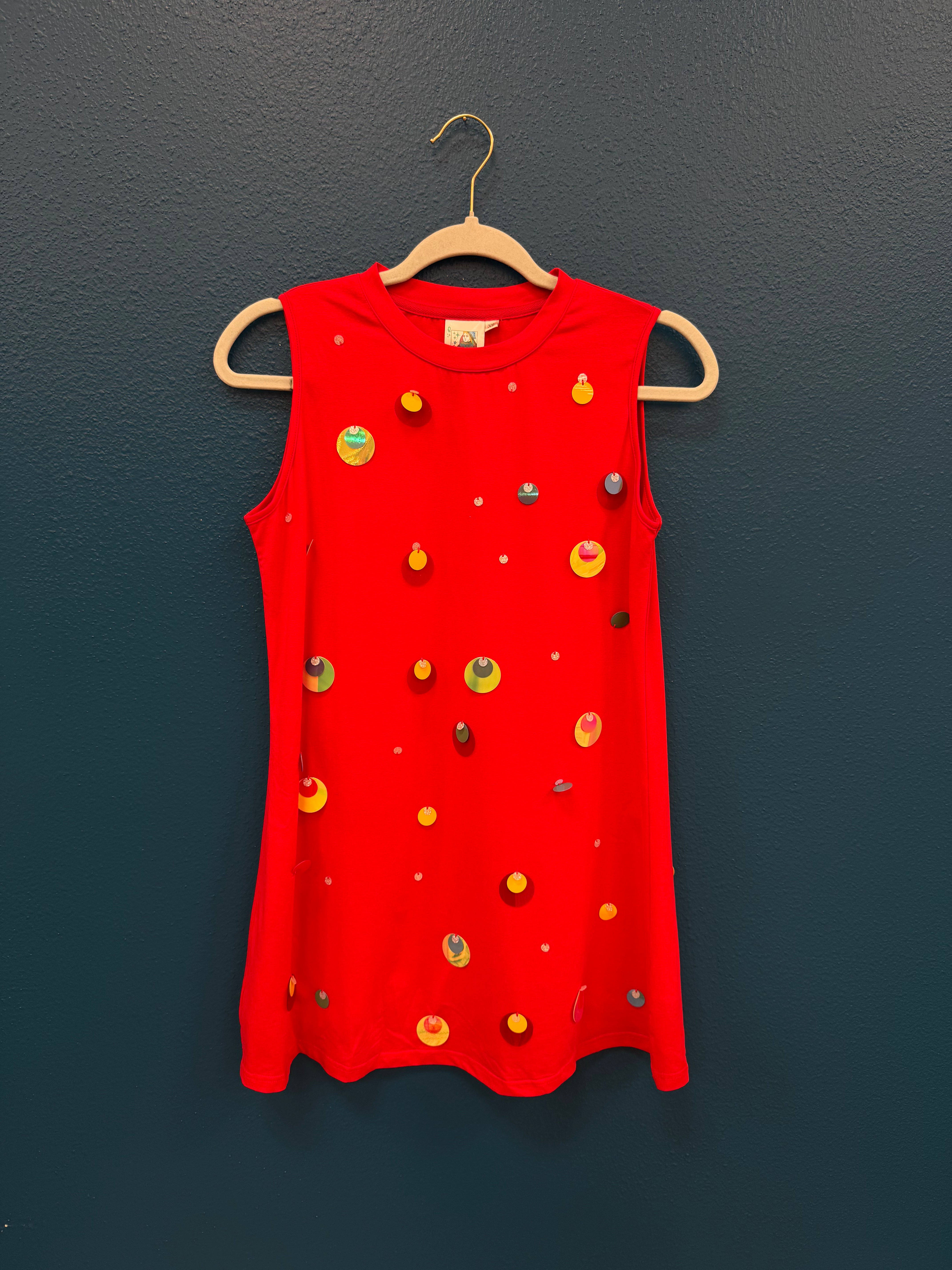 SAMPLE- Red & Yellow Pailette Tank Dress