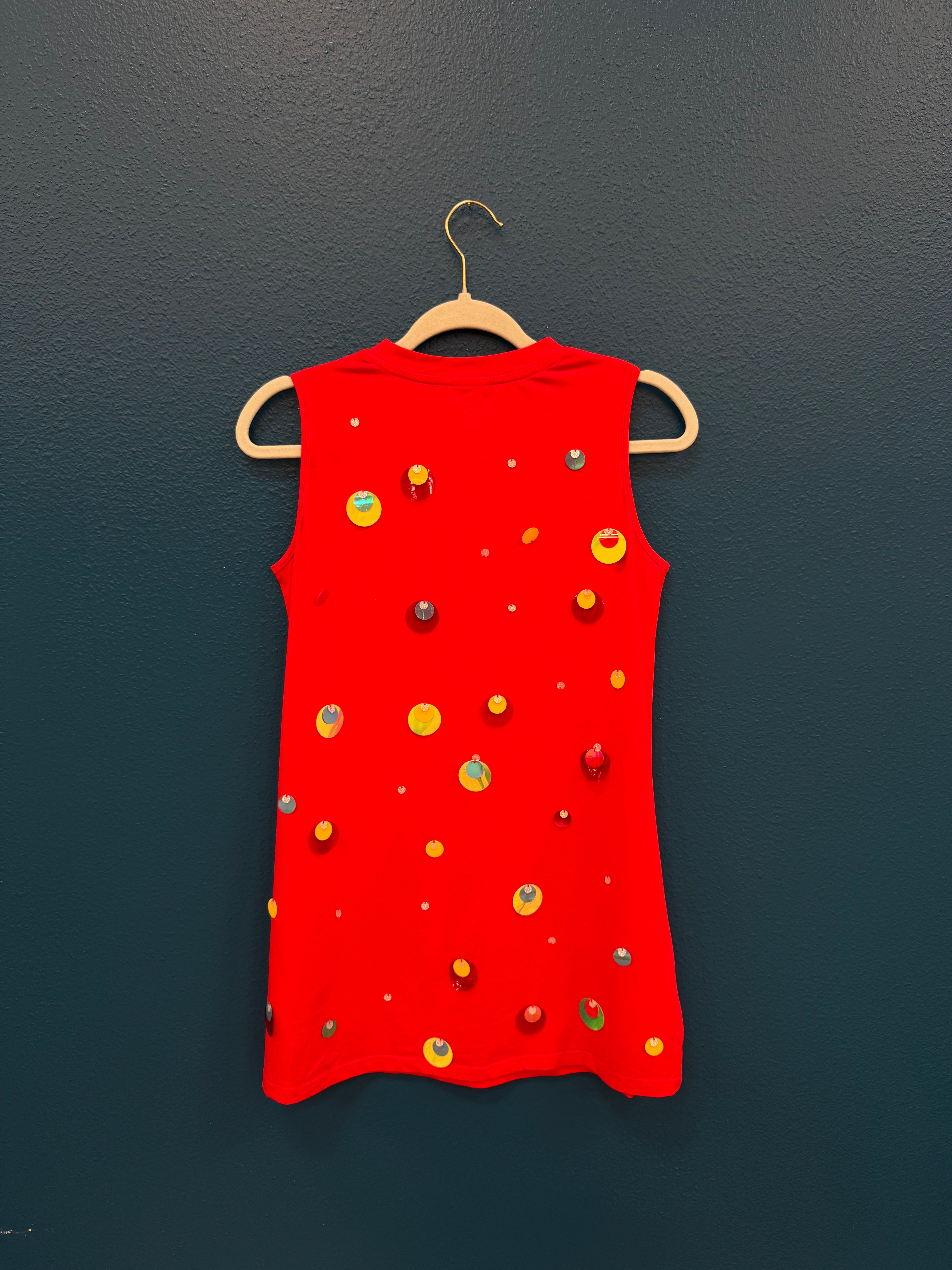 SAMPLE- Red & Yellow Pailette Tank Dress