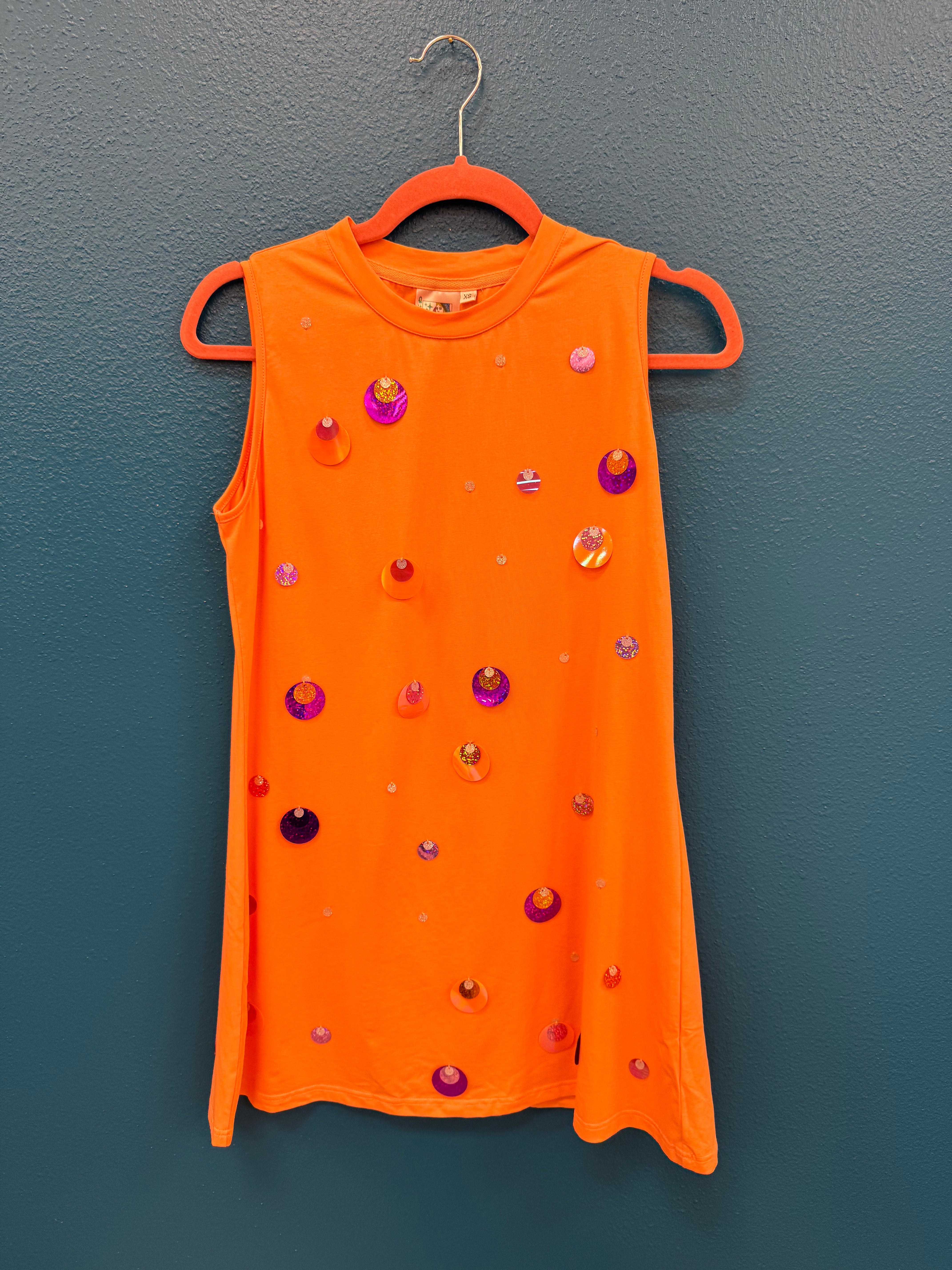 SAMPLE- Pale Orange & Purple Pailette Tank Dress