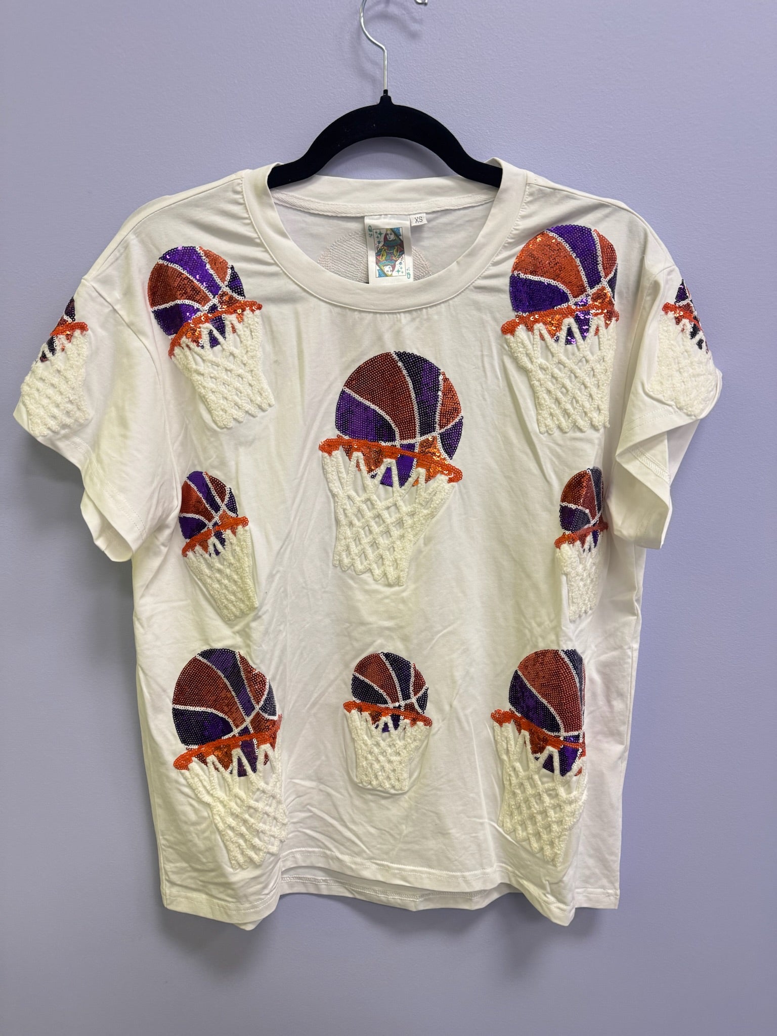 SAMPLE- PURPLE & ORANGE Basketball Hoop Tee