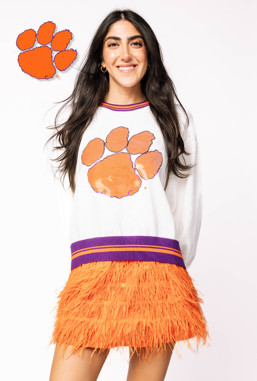clemson sparkle jersey dress Why Dress One Size Clemson Tigers Orange Sequin Shirt Dress College Game Day J3