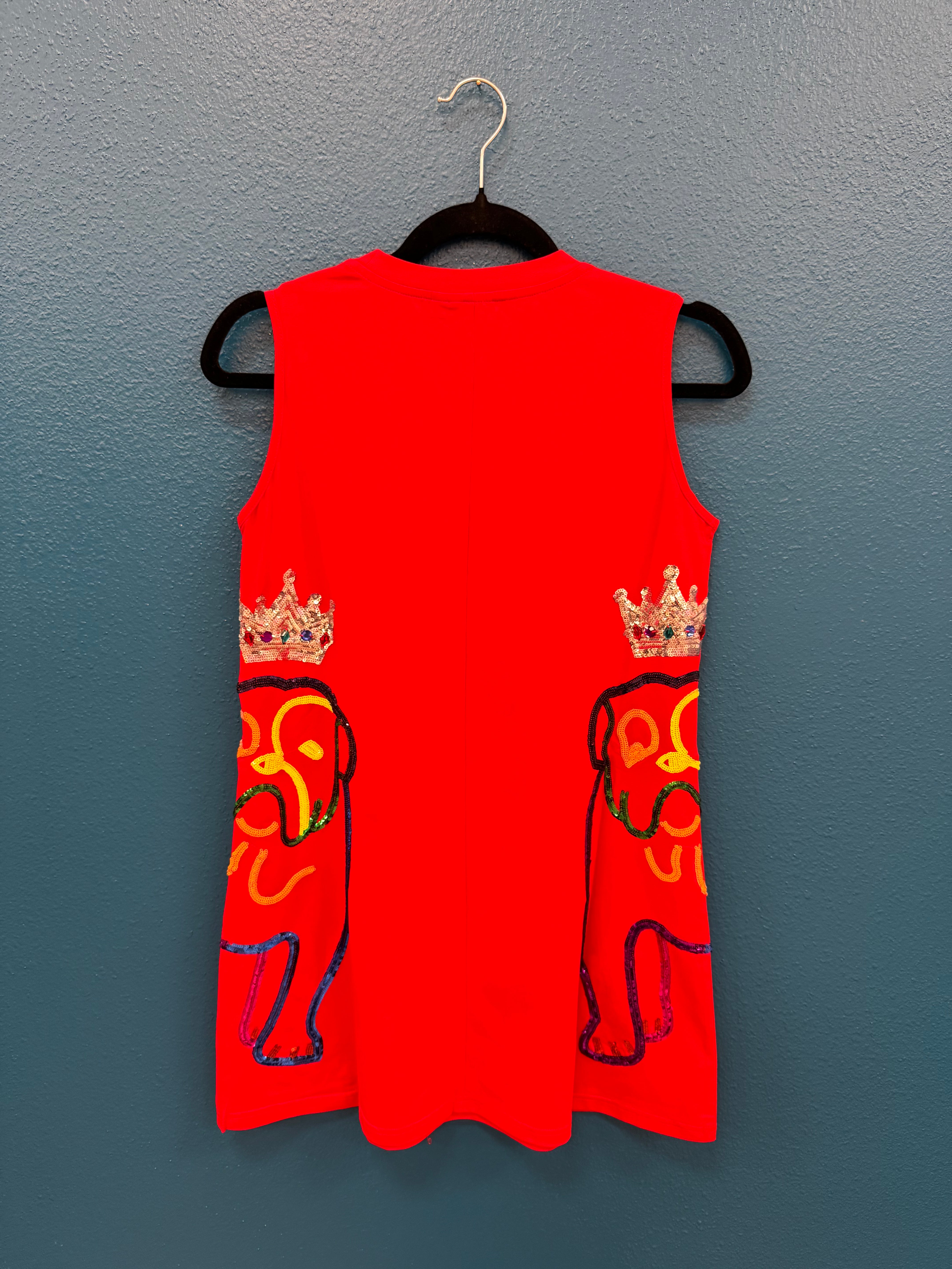 SAMPLE- Red Rainbow Outline Bulldog Tank Dress