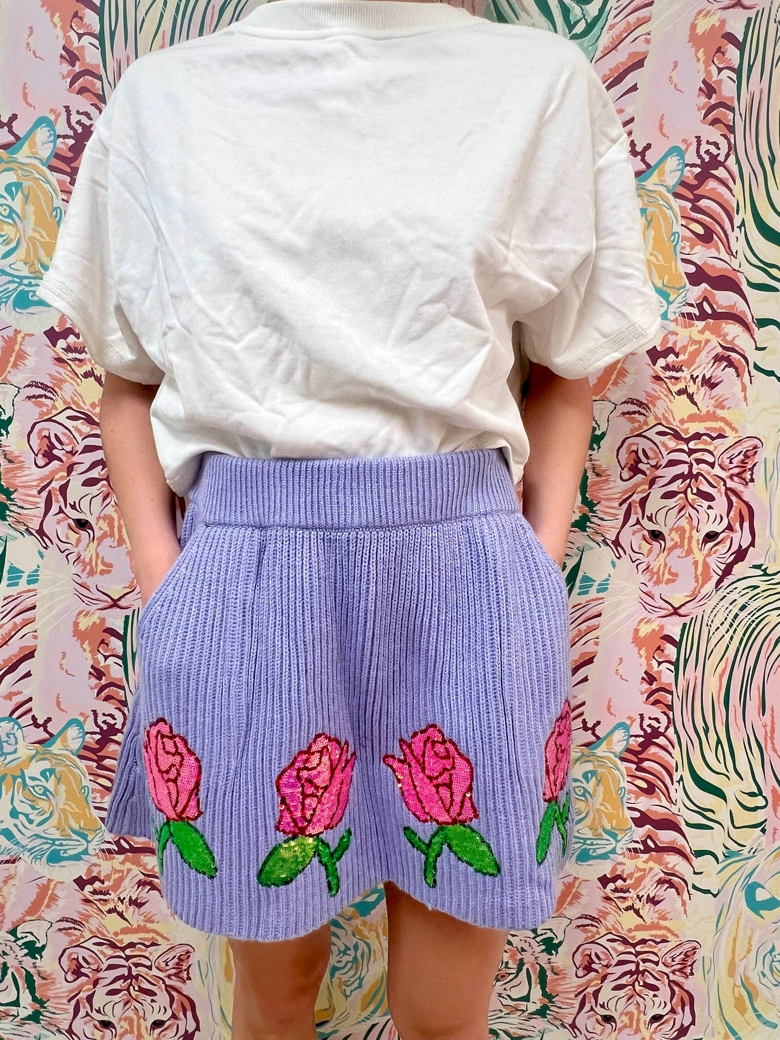 SAMPLE- LAVENDER ROSE KNIT SKIRT