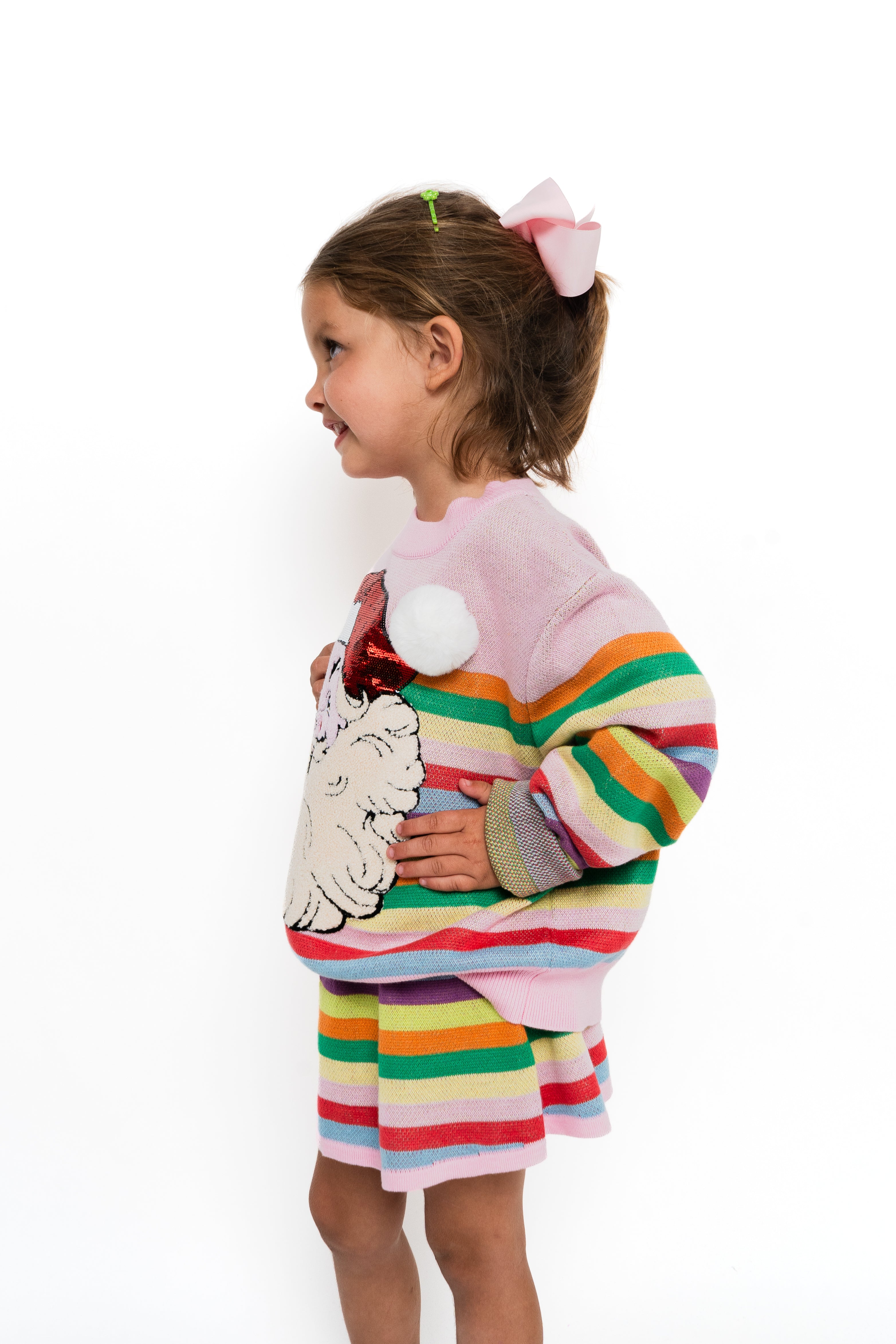 Kids Rainbow Striped Knit Skirt