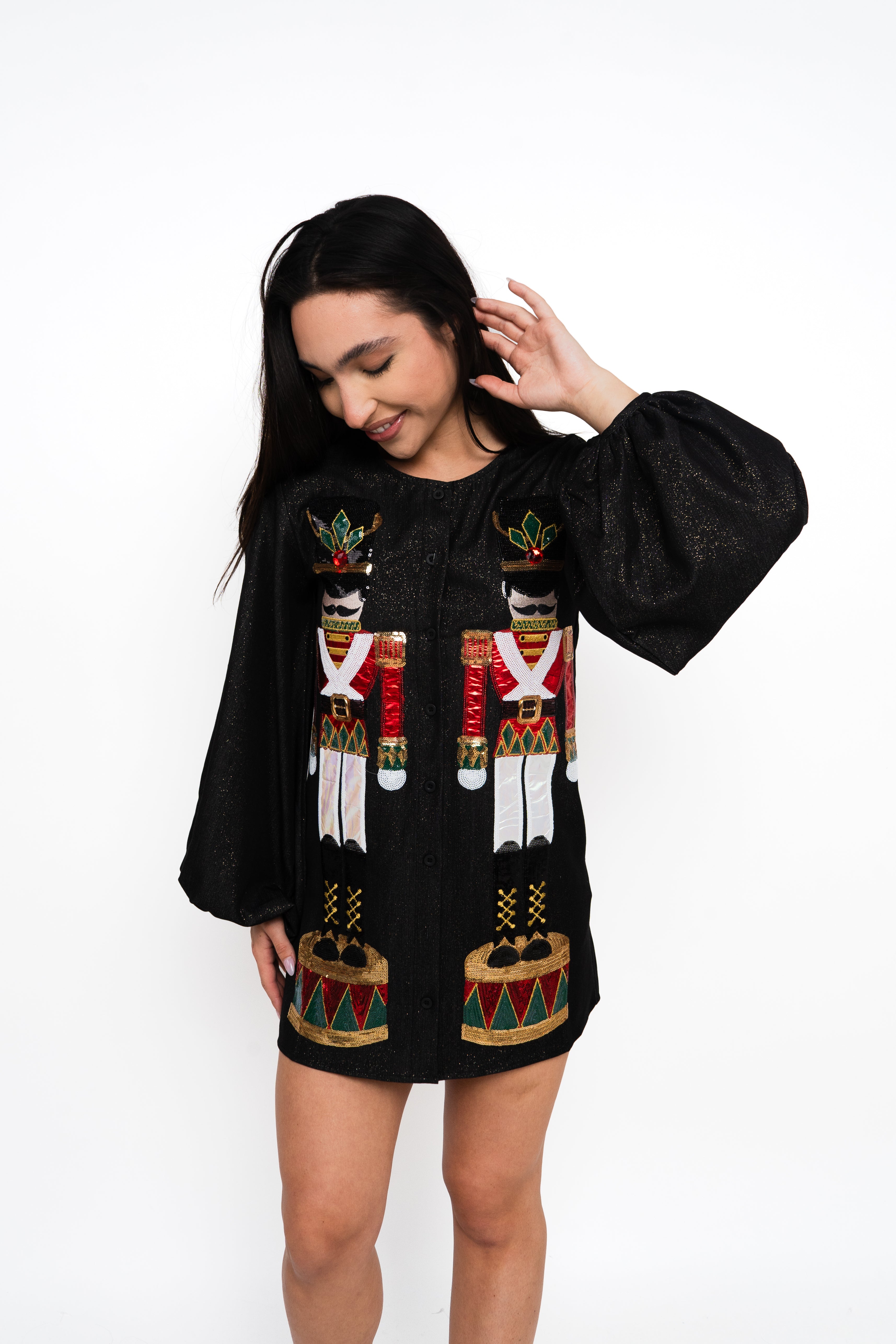 Black Shimmery Denim Nutcracker Dress