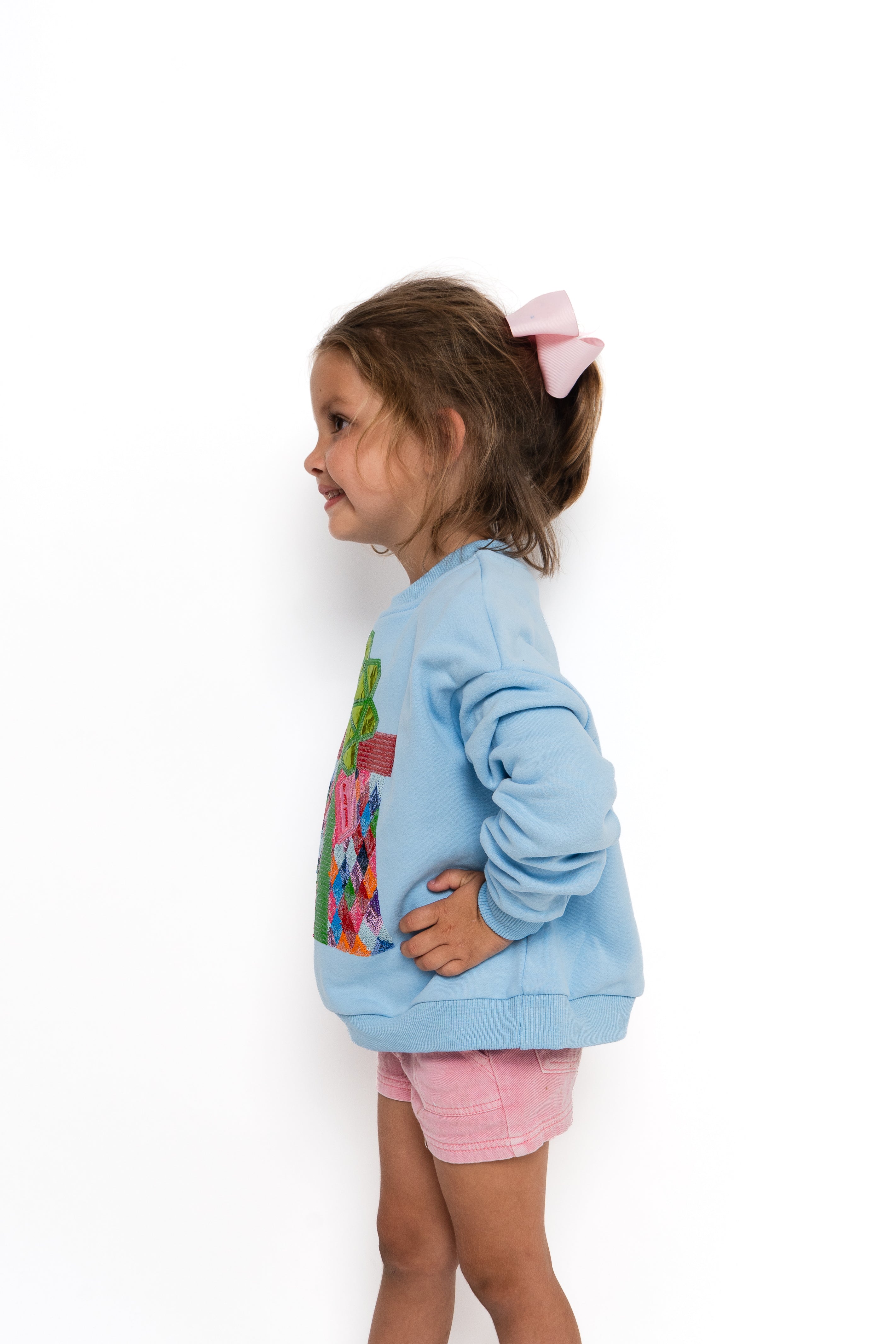 Kids Light Blue Multi Christmas Present Sweatshirt