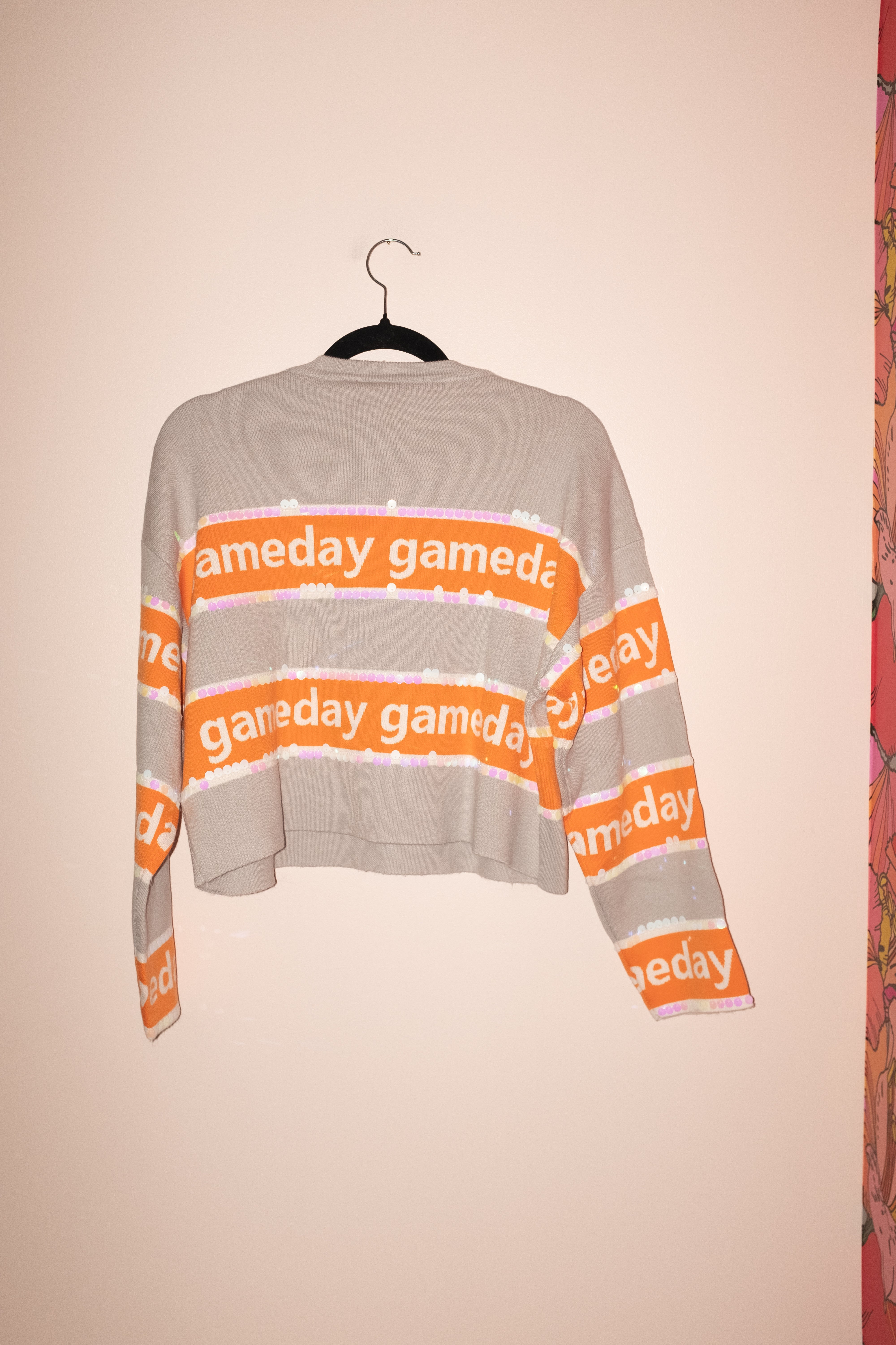 SAMPLE- ORANGE & PURPLE STRIPE 'GAMEDAY' LONG SLEEVE SWEATER