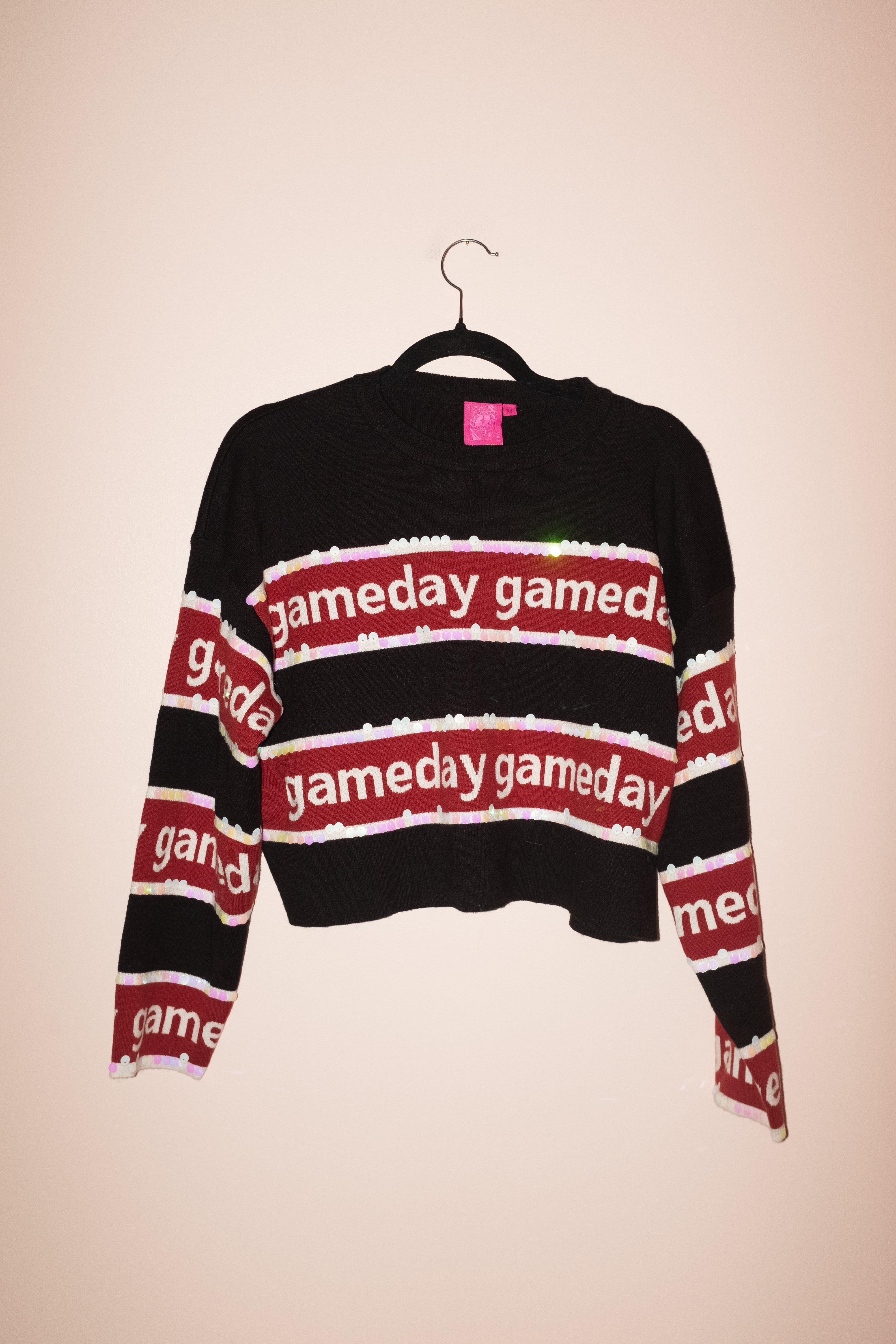 SAMPLE- BLACK & GARNET STRIPE 'GAMEDAY' LONG SLEEVE SWEATER