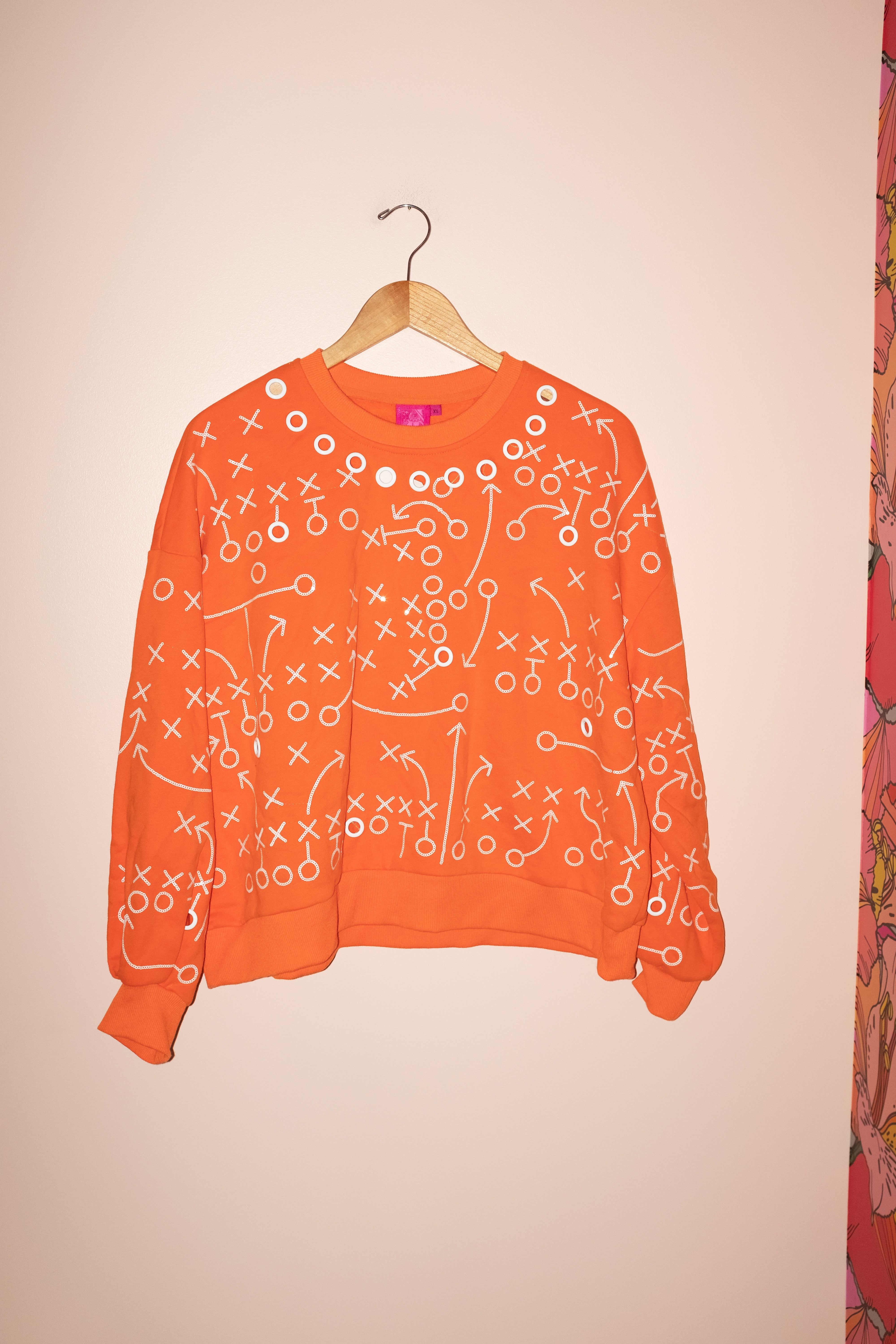 SAMPLE- ORANGE FOOTBALL PLAY GROMMET SWEATSHIRT